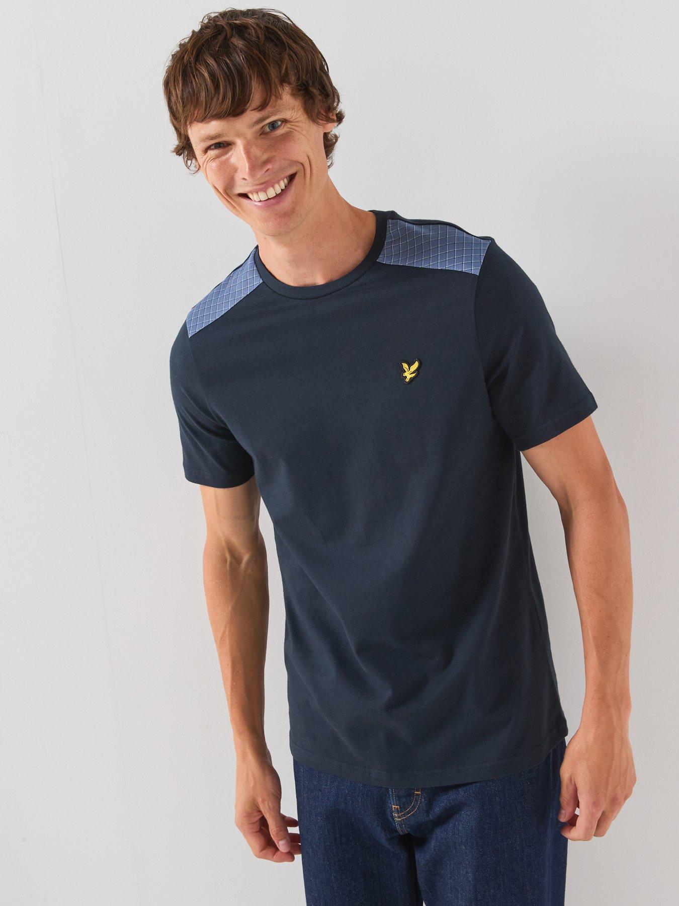 Lyle & Scott Check Panelled T-Shirt, Dark Navy - M - Image 2