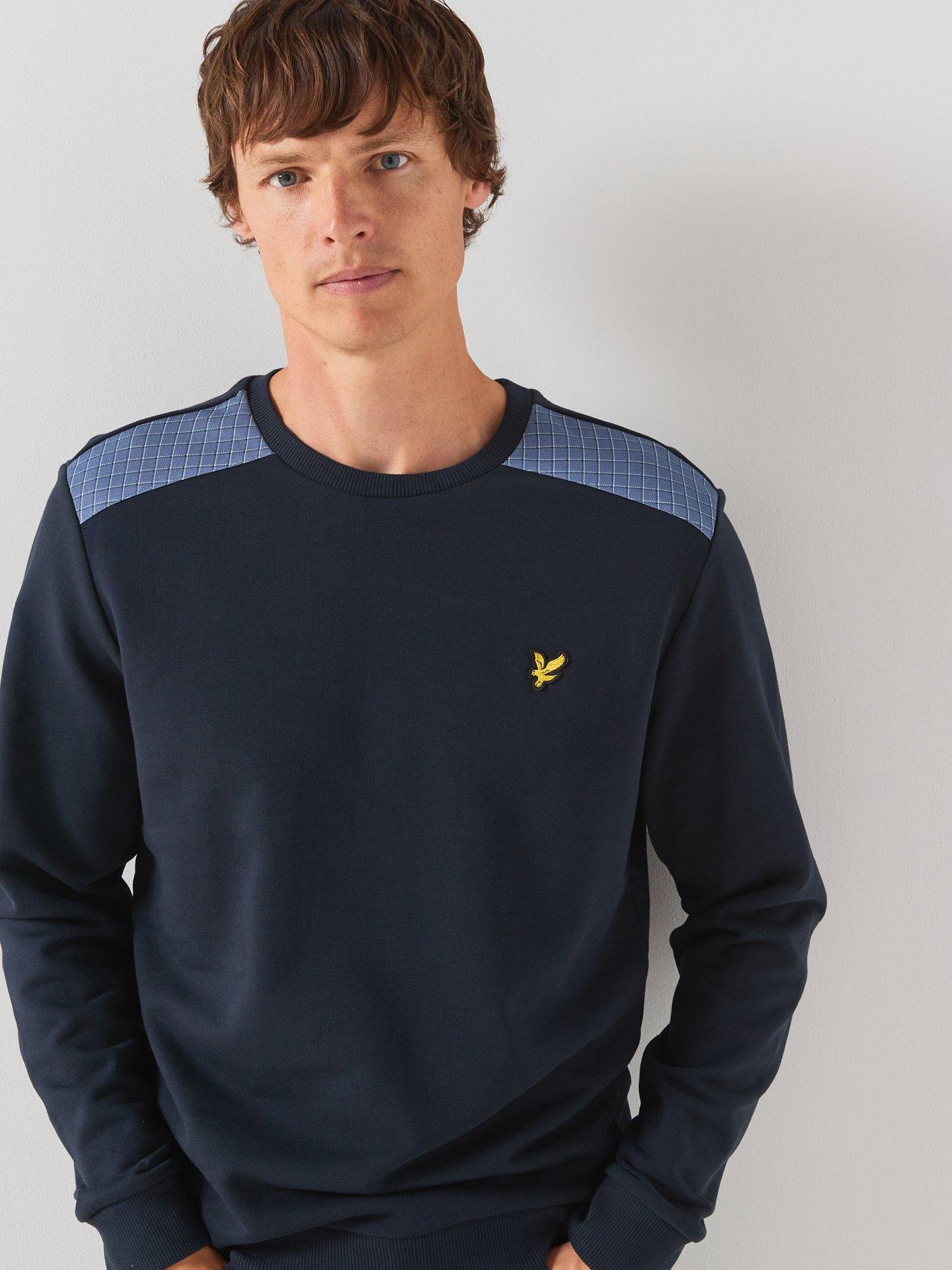 Lyle & Scott Check Panelled Crew Sweatshirt - Navy