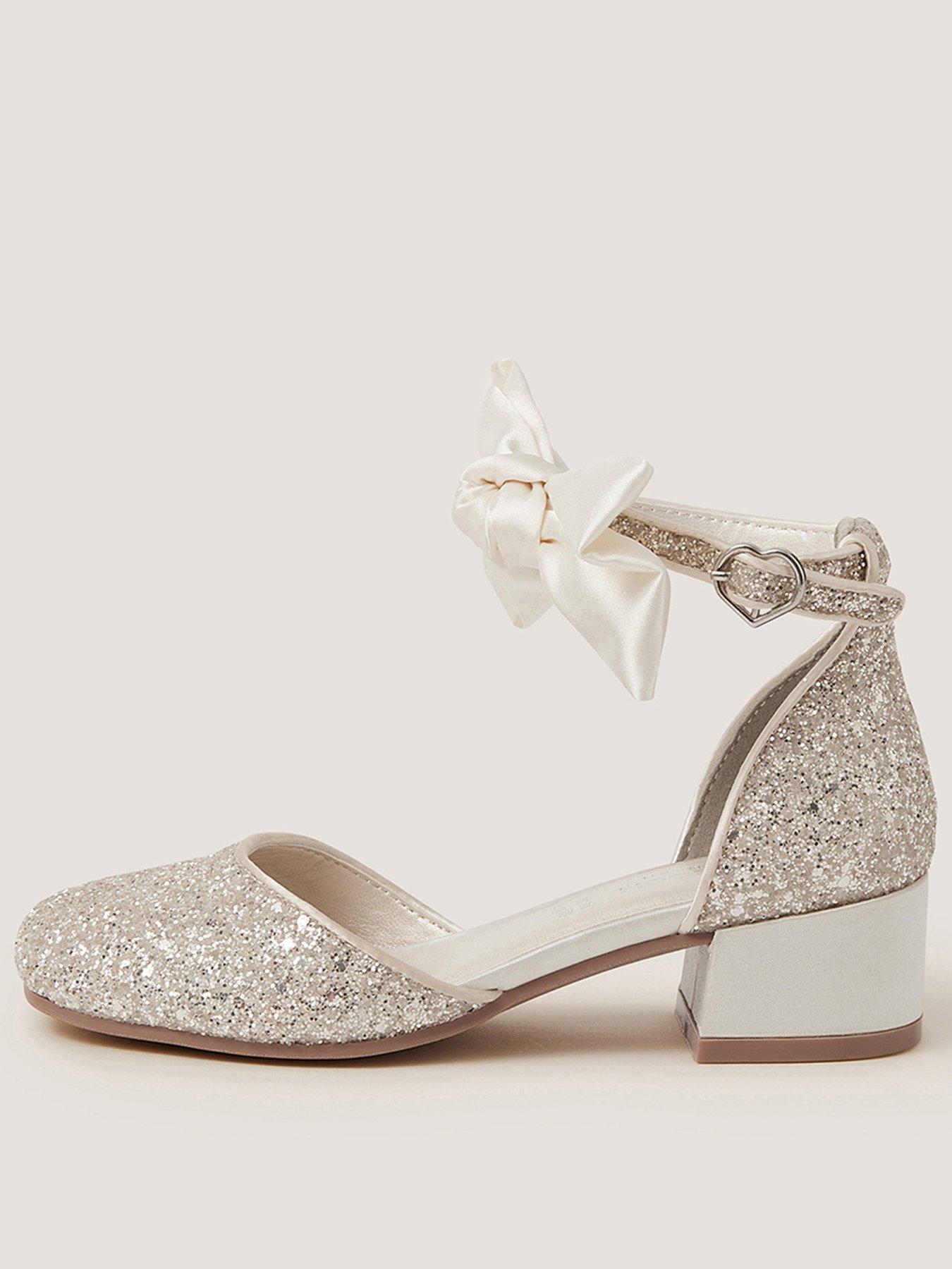 Image 1 of 3 of Monsoon Sara Bow Glitter Two-Part Heels - Ivory