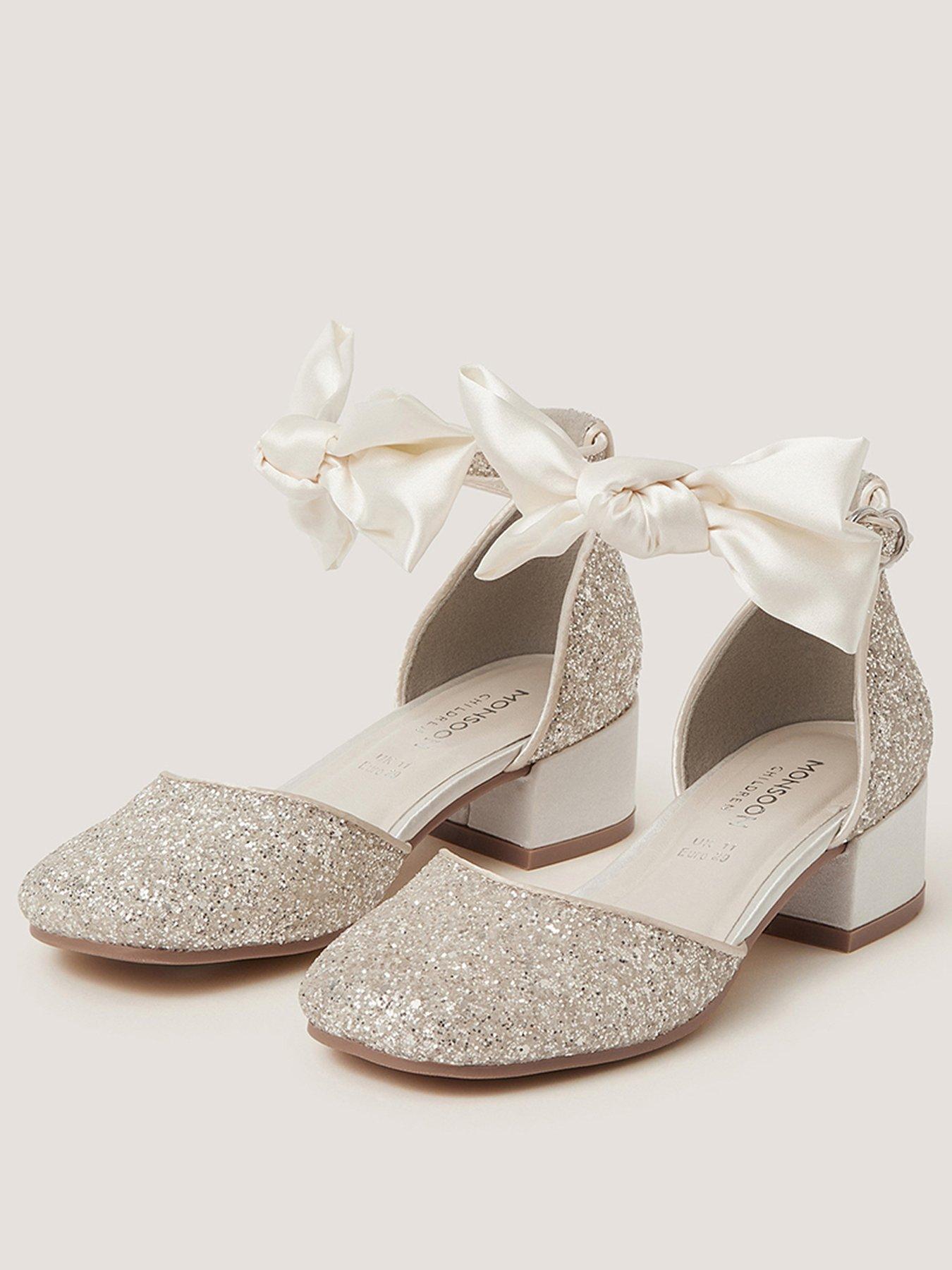 Image 2 of 3 of Monsoon Sara Bow Glitter Two-Part Heels - Ivory