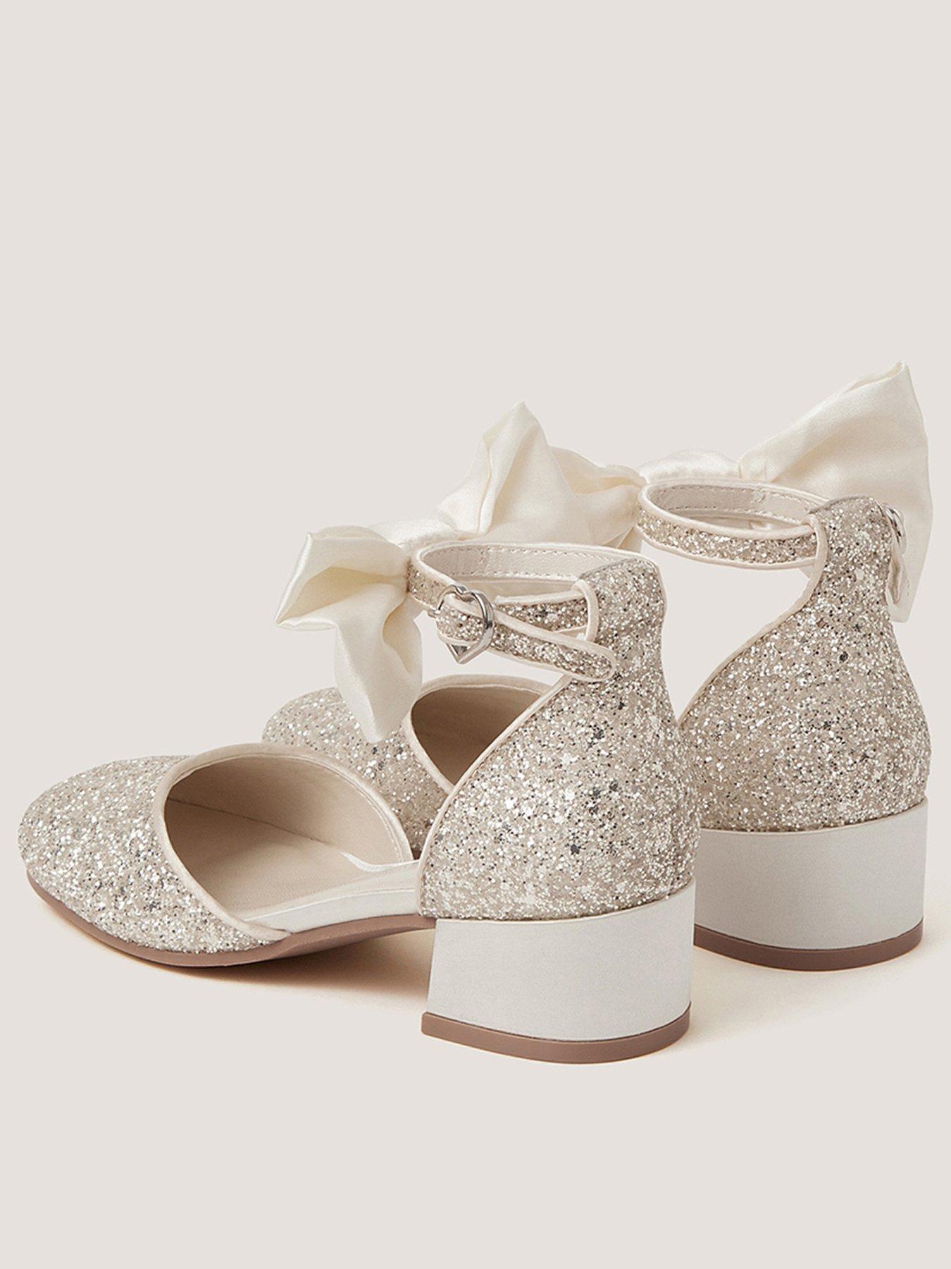 Image 3 of 3 of Monsoon Sara Bow Glitter Two-Part Heels - Ivory