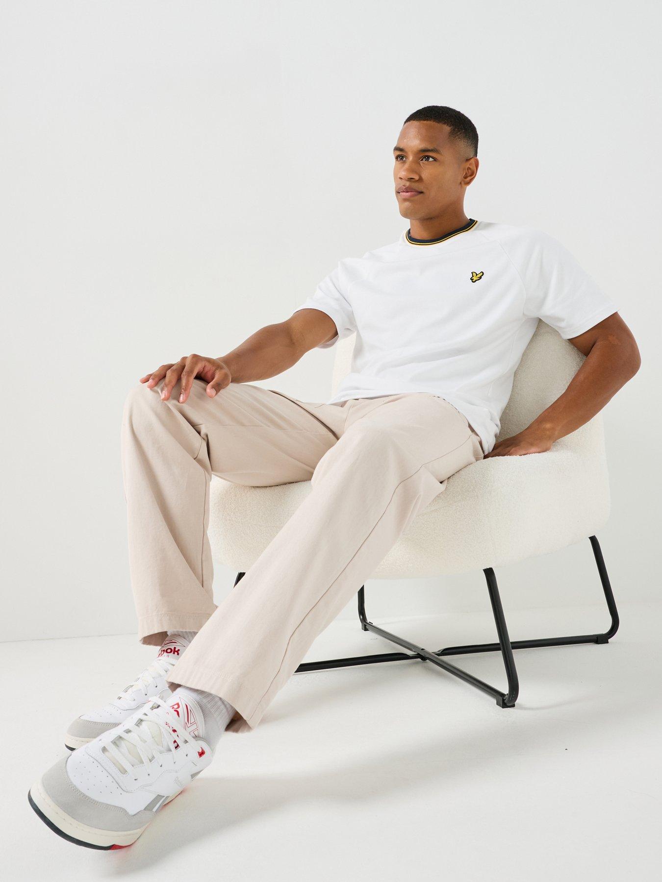 Lyle & Scott Tipped Track T-Shirt, White, Size M, Men