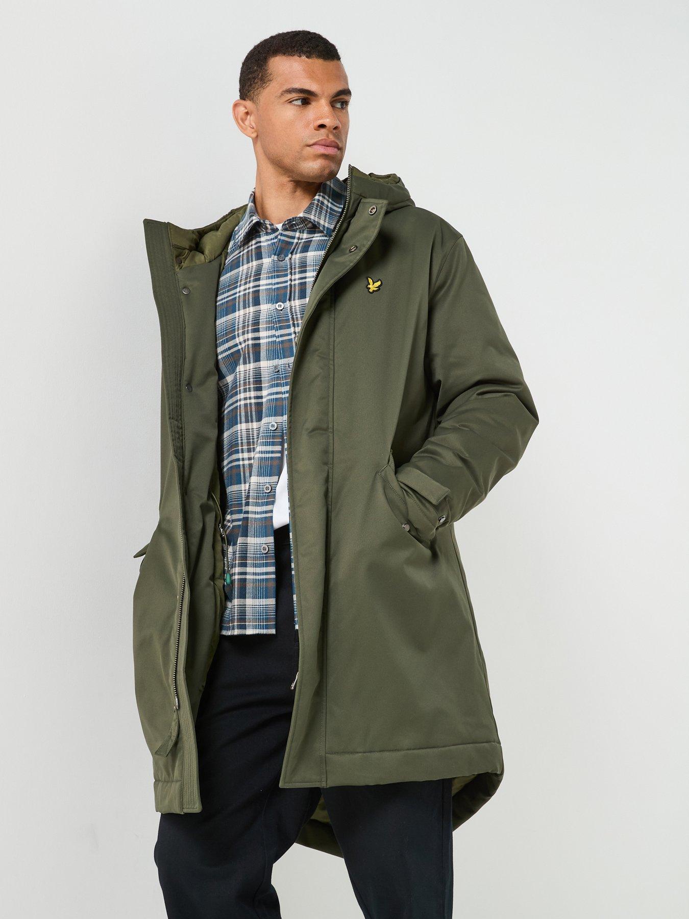 Image 1 of 6 of Lyle & Scott Lyle &amp; Scott Padded Fishtail Parka Coat - Green
