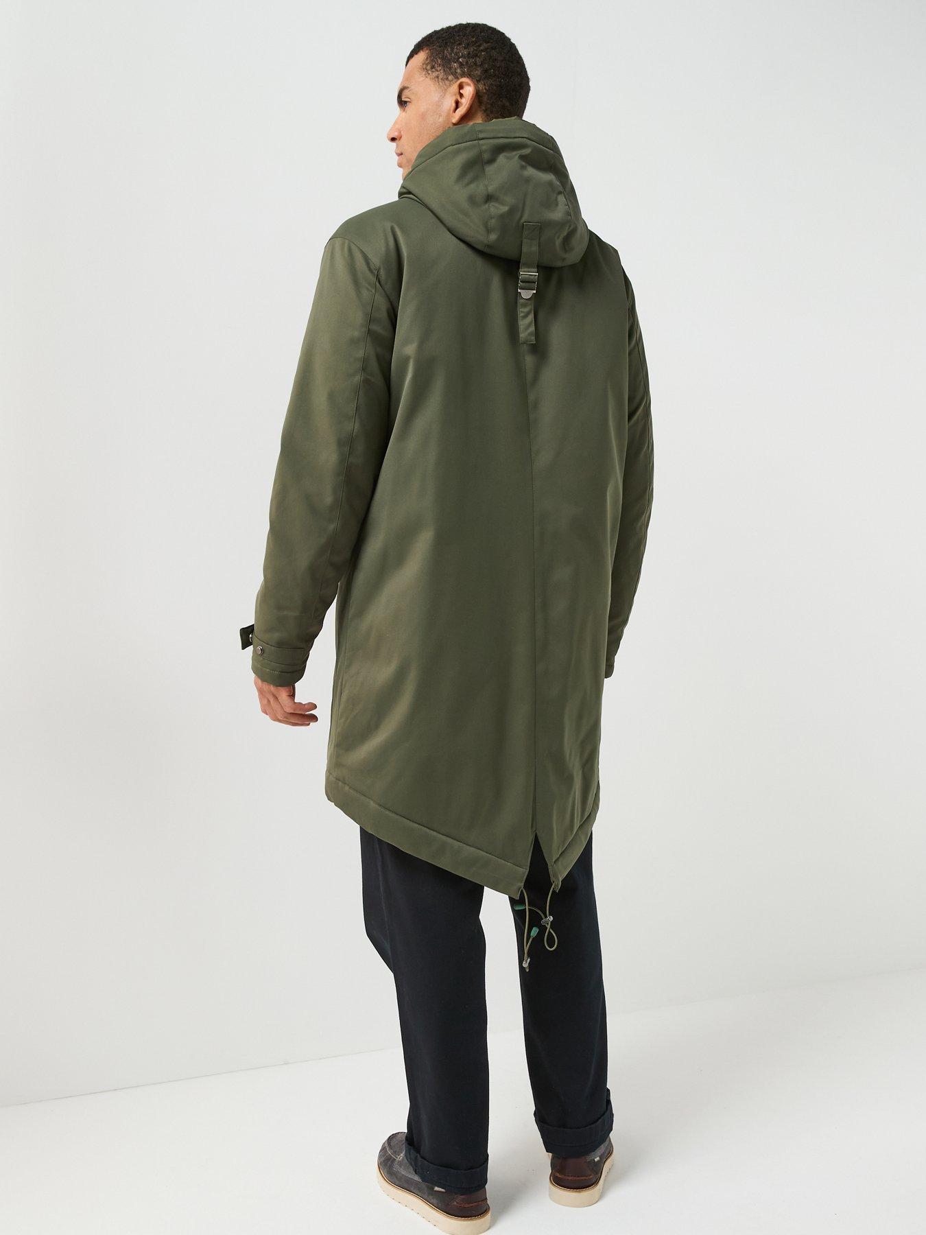 Image 2 of 6 of Lyle & Scott Lyle &amp; Scott Padded Fishtail Parka Coat - Green