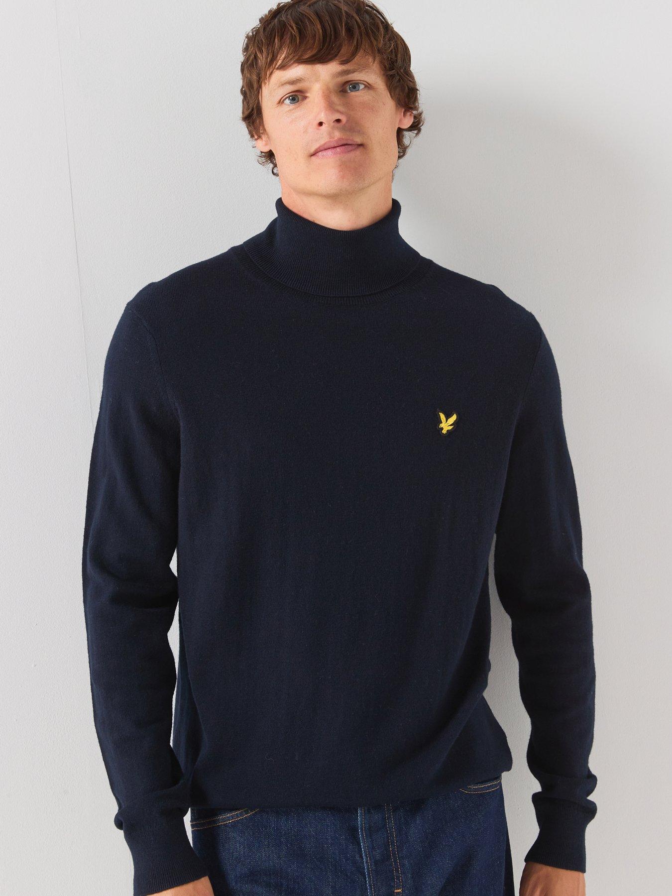 Image 1 of 6 of Lyle & Scott Lyle &amp; Scott Cotton Merino Turtleneck Knitted Jumper - Navy