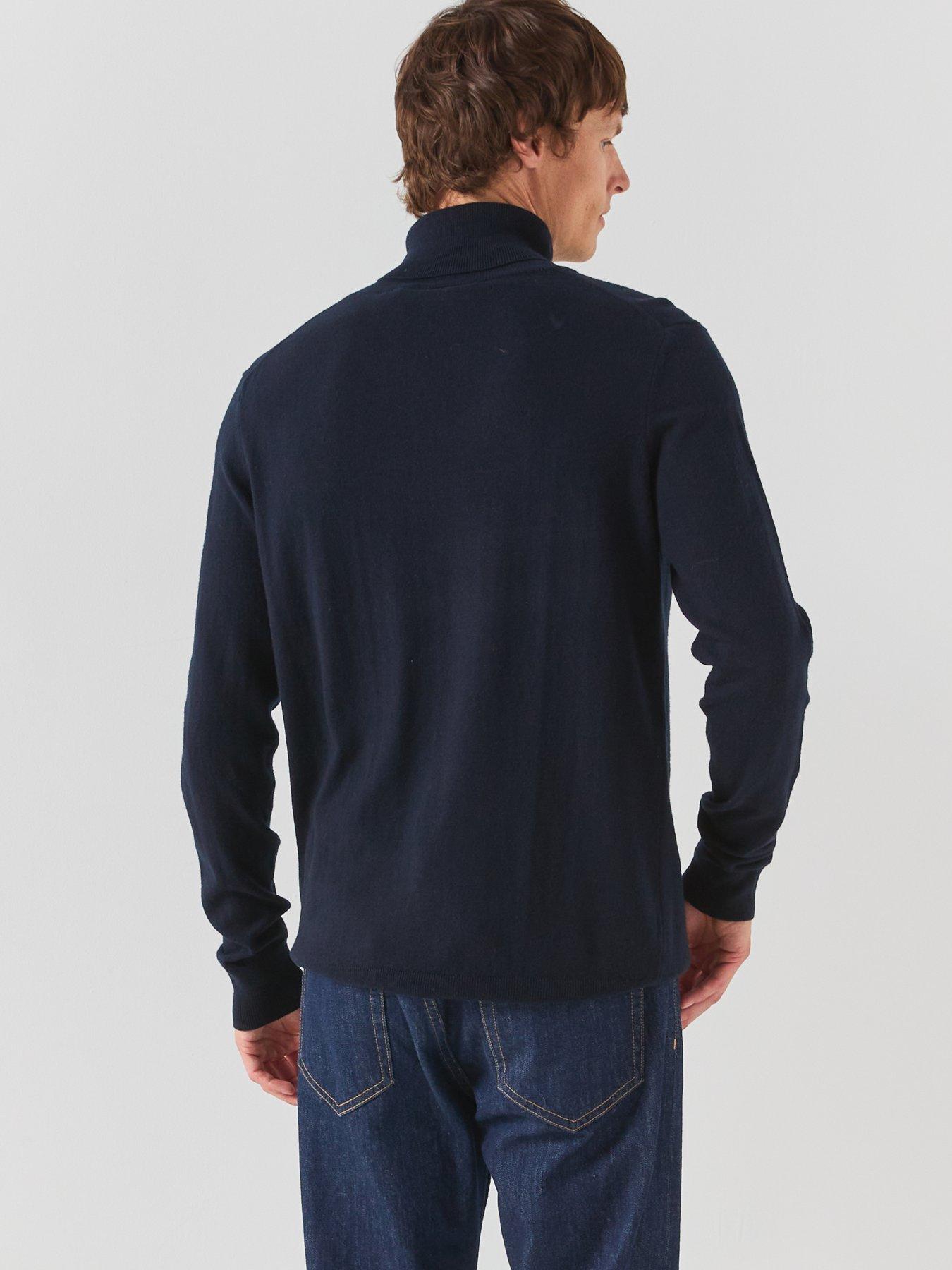 Image 2 of 6 of Lyle & Scott Lyle &amp; Scott Cotton Merino Turtleneck Knitted Jumper - Navy