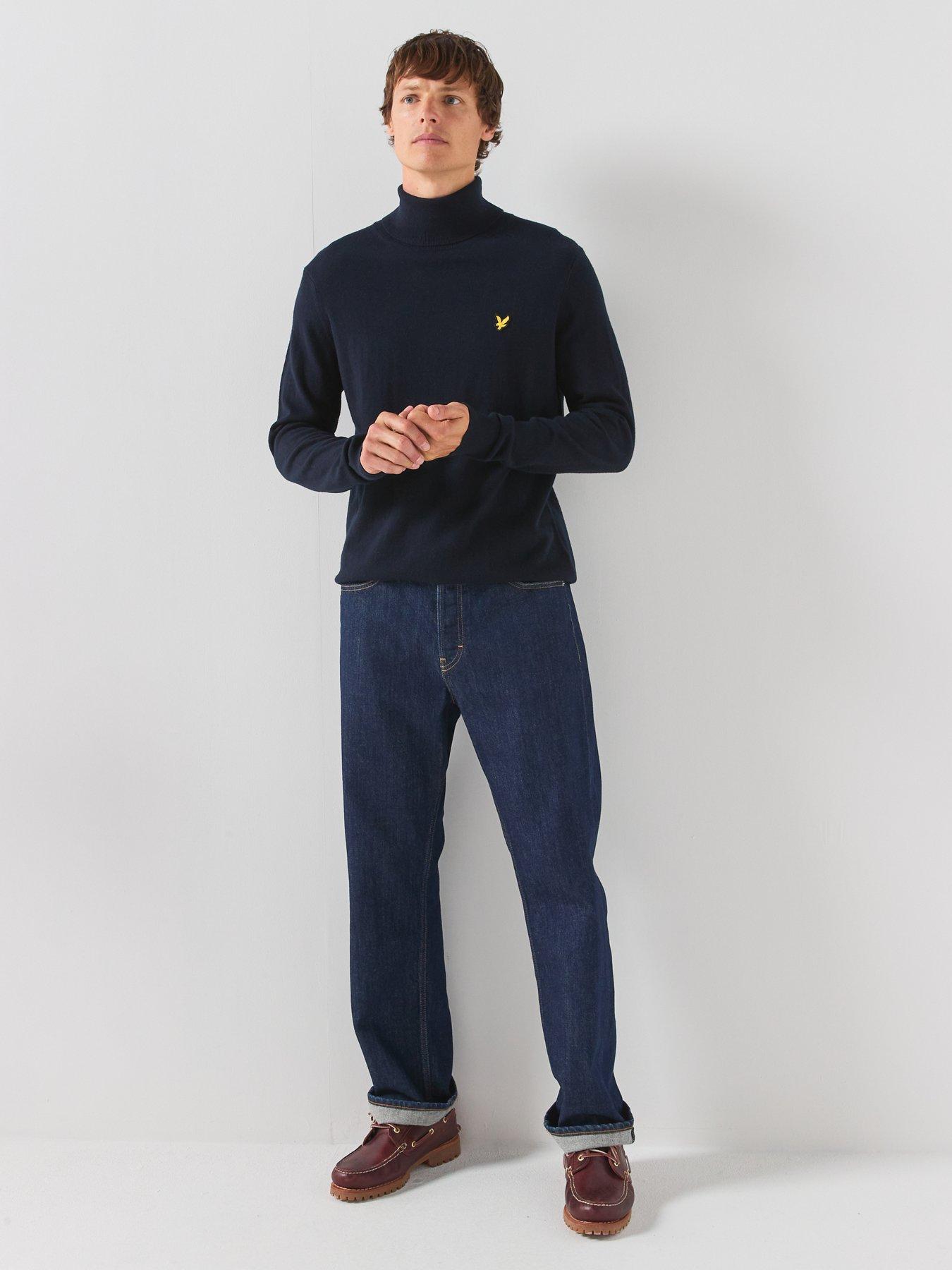 Image 3 of 6 of Lyle & Scott Lyle &amp; Scott Cotton Merino Turtleneck Knitted Jumper - Navy