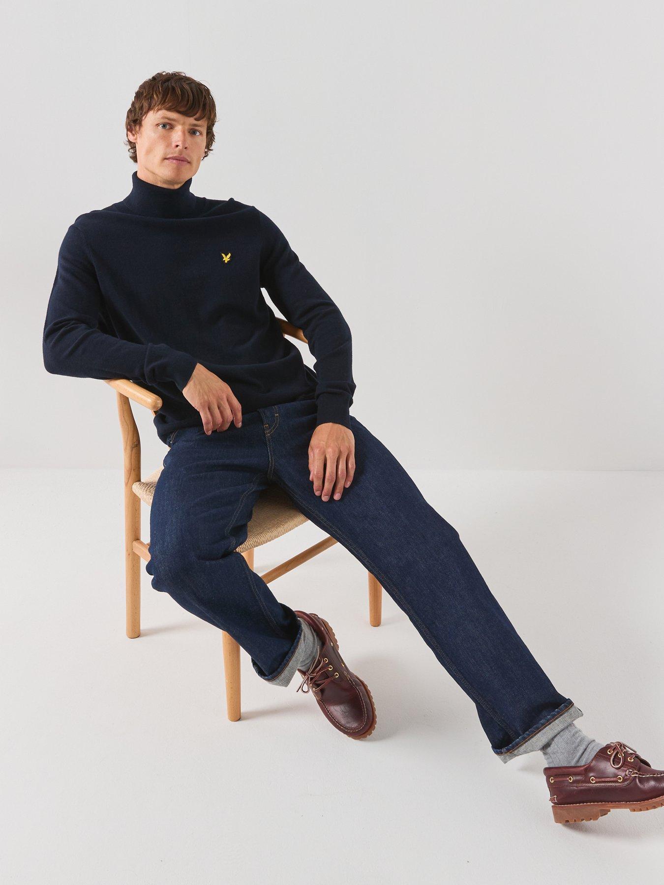 Image 4 of 6 of Lyle & Scott Lyle &amp; Scott Cotton Merino Turtleneck Knitted Jumper - Navy