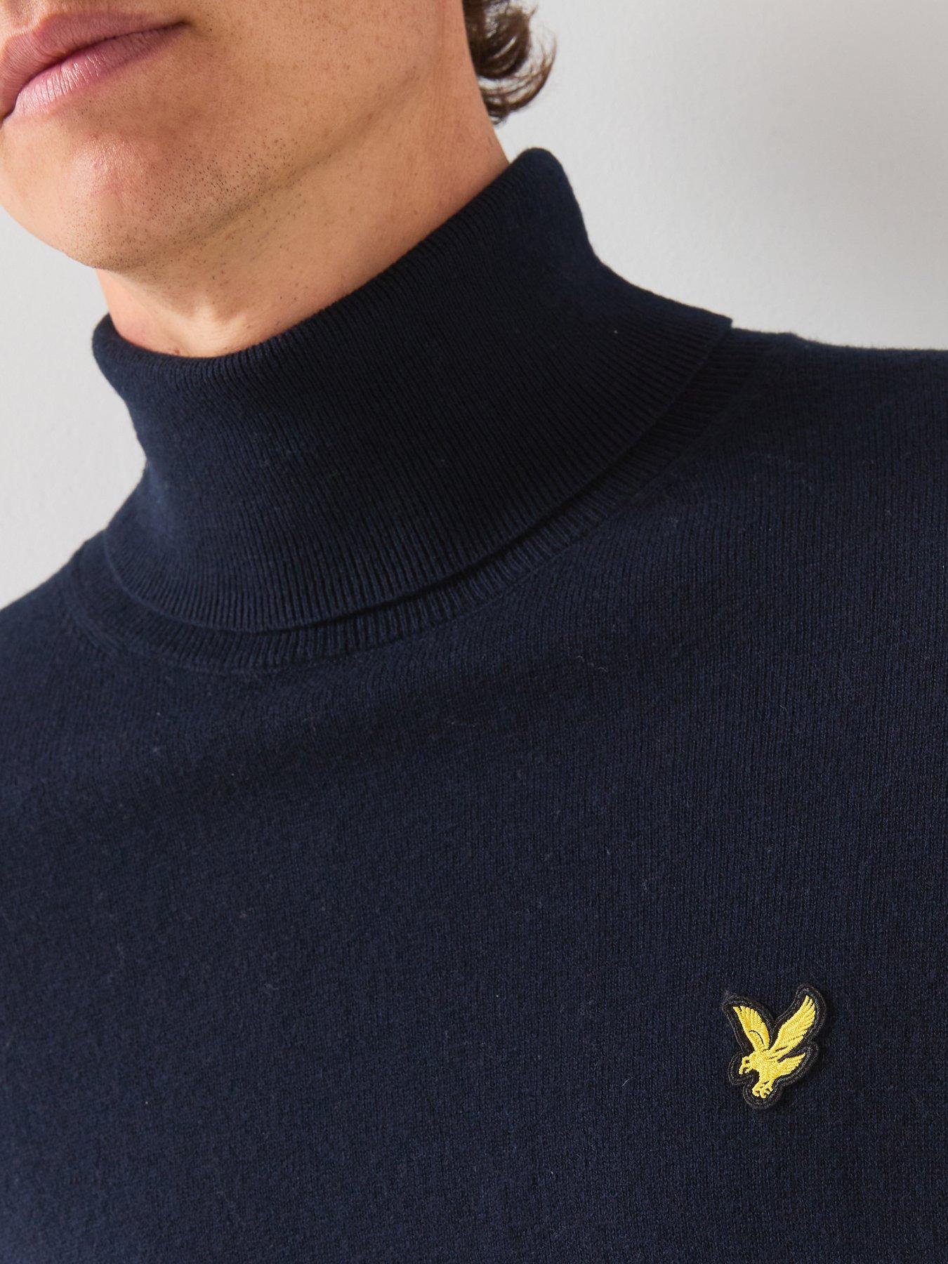 Image 5 of 6 of Lyle & Scott Lyle &amp; Scott Cotton Merino Turtleneck Knitted Jumper - Navy