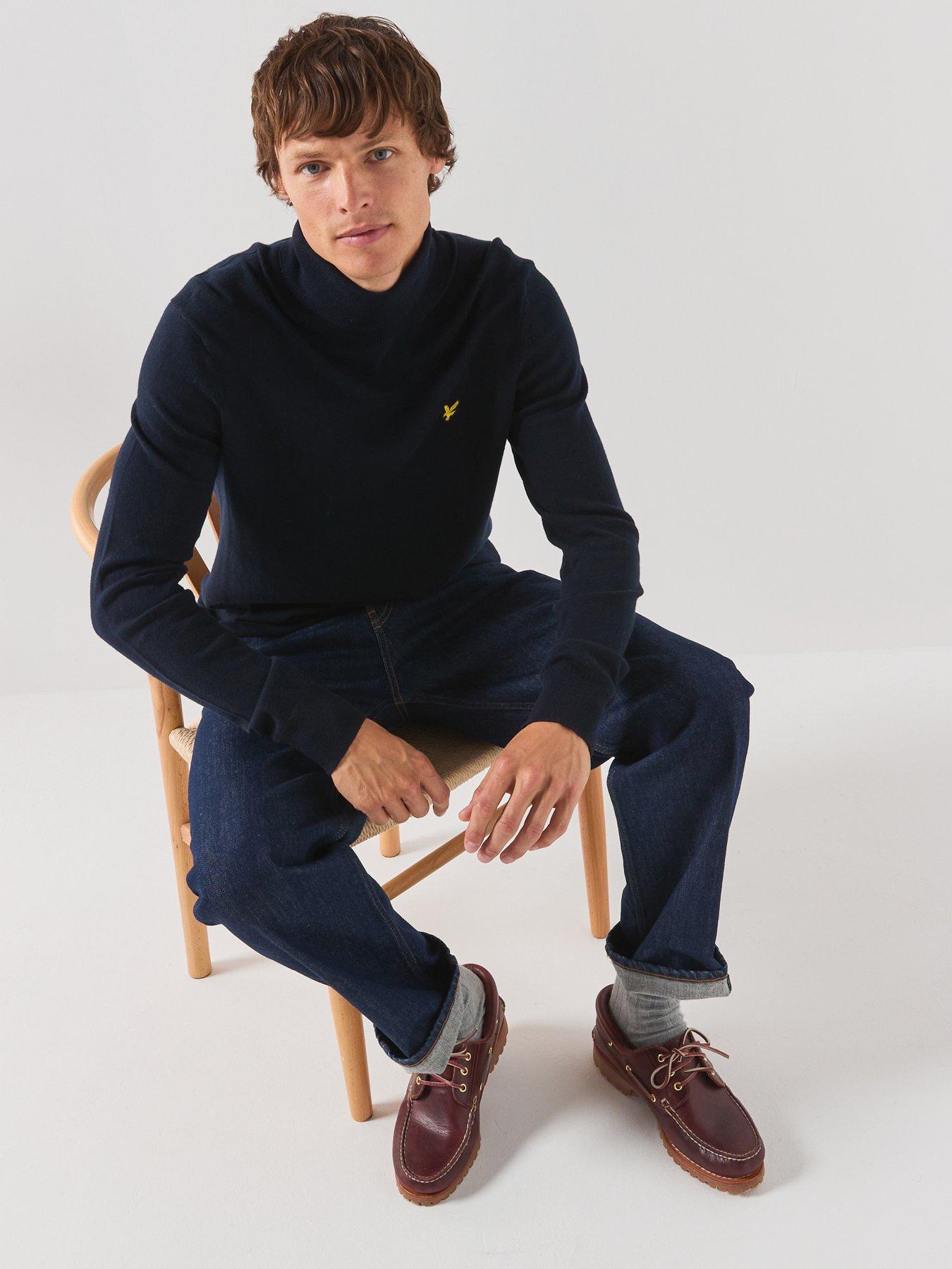Image 6 of 6 of Lyle & Scott Lyle &amp; Scott Cotton Merino Turtleneck Knitted Jumper - Navy