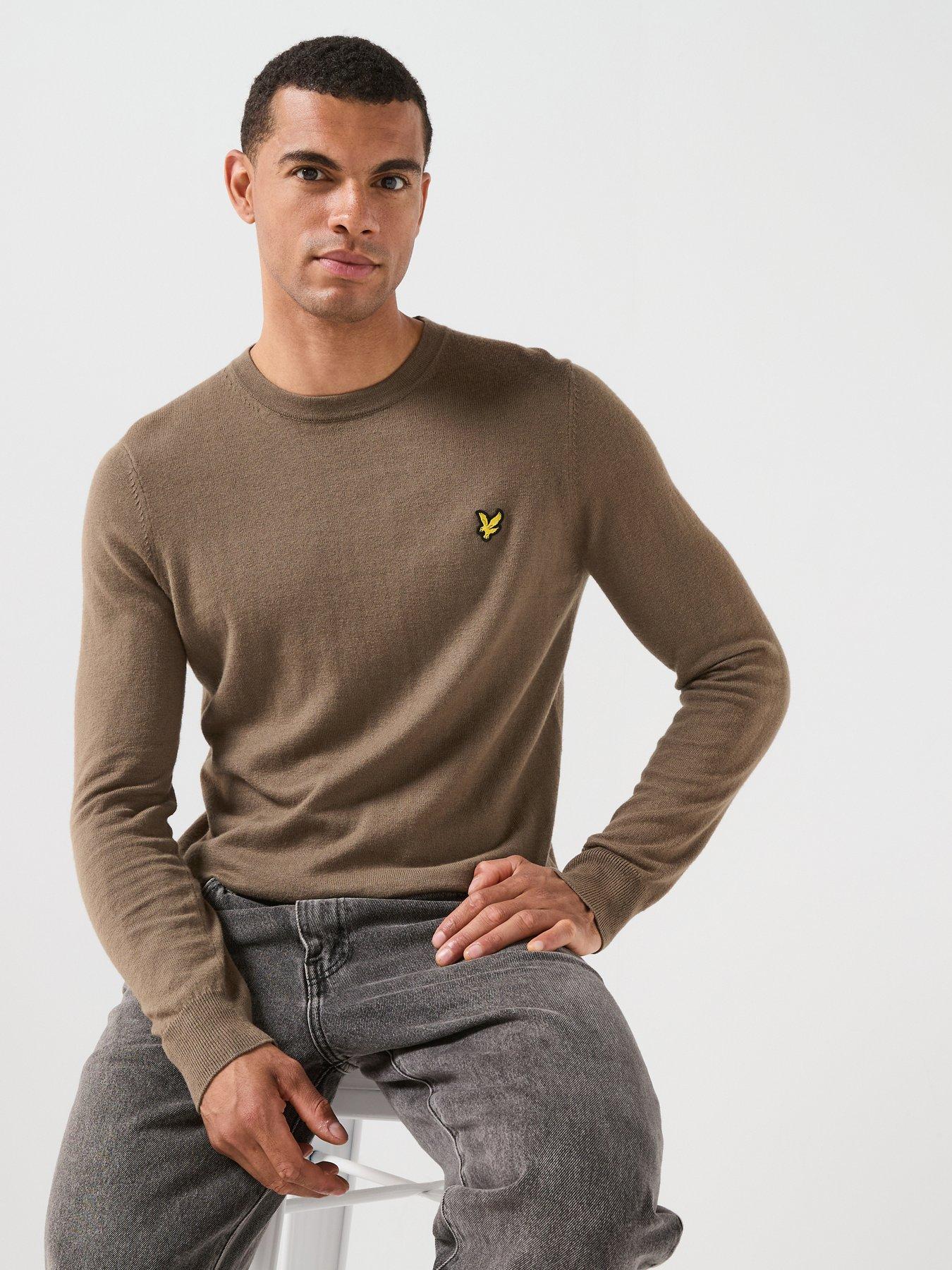 Image 1 of 5 of Lyle & Scott Lyle &amp; Scott Cotton Merino Crew Knitted Jumper - Green