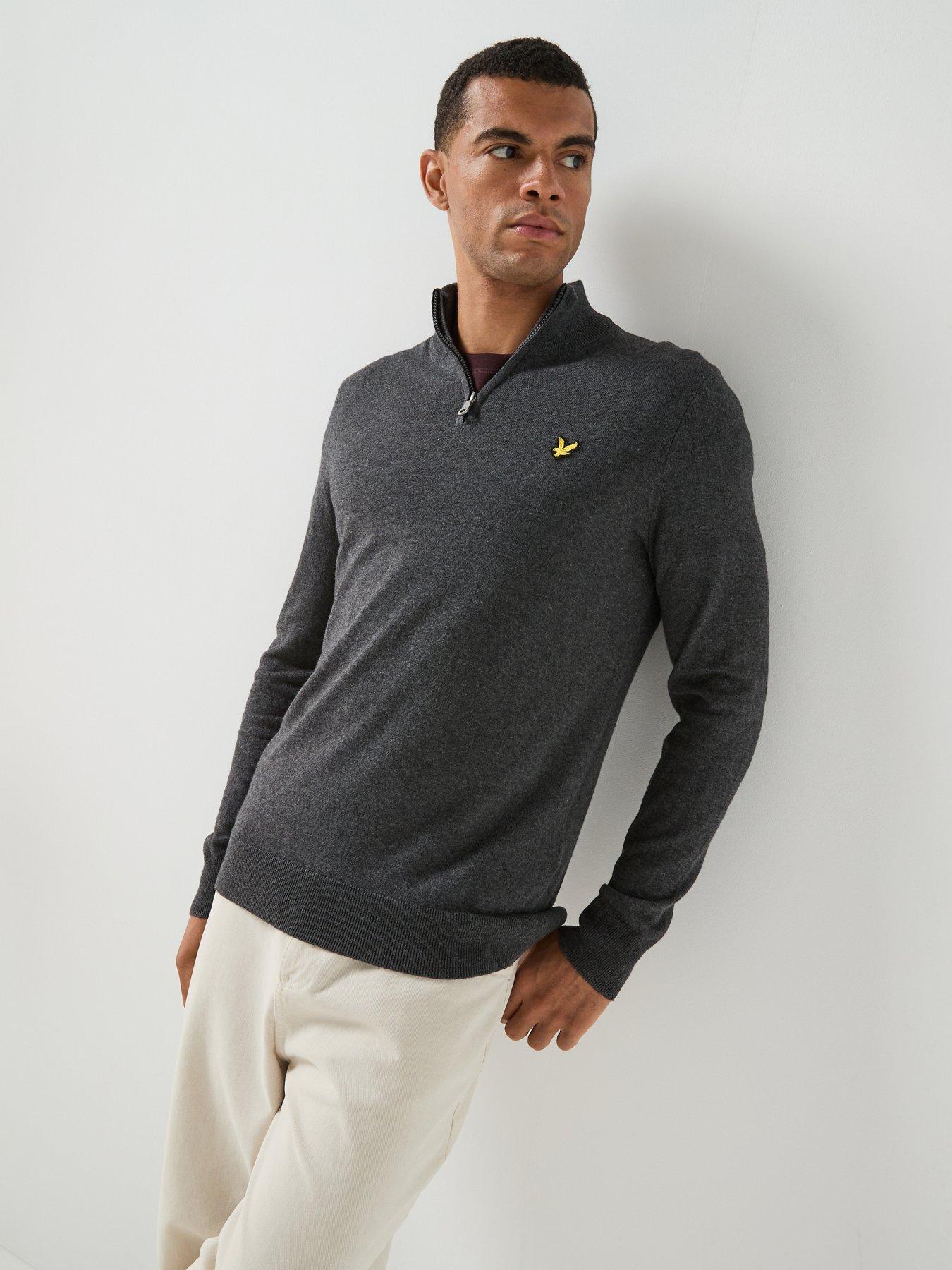 Lyle and Scott Men's Cotton Merino 1/4 Zip Jumper in Black, Size XL - Image 2