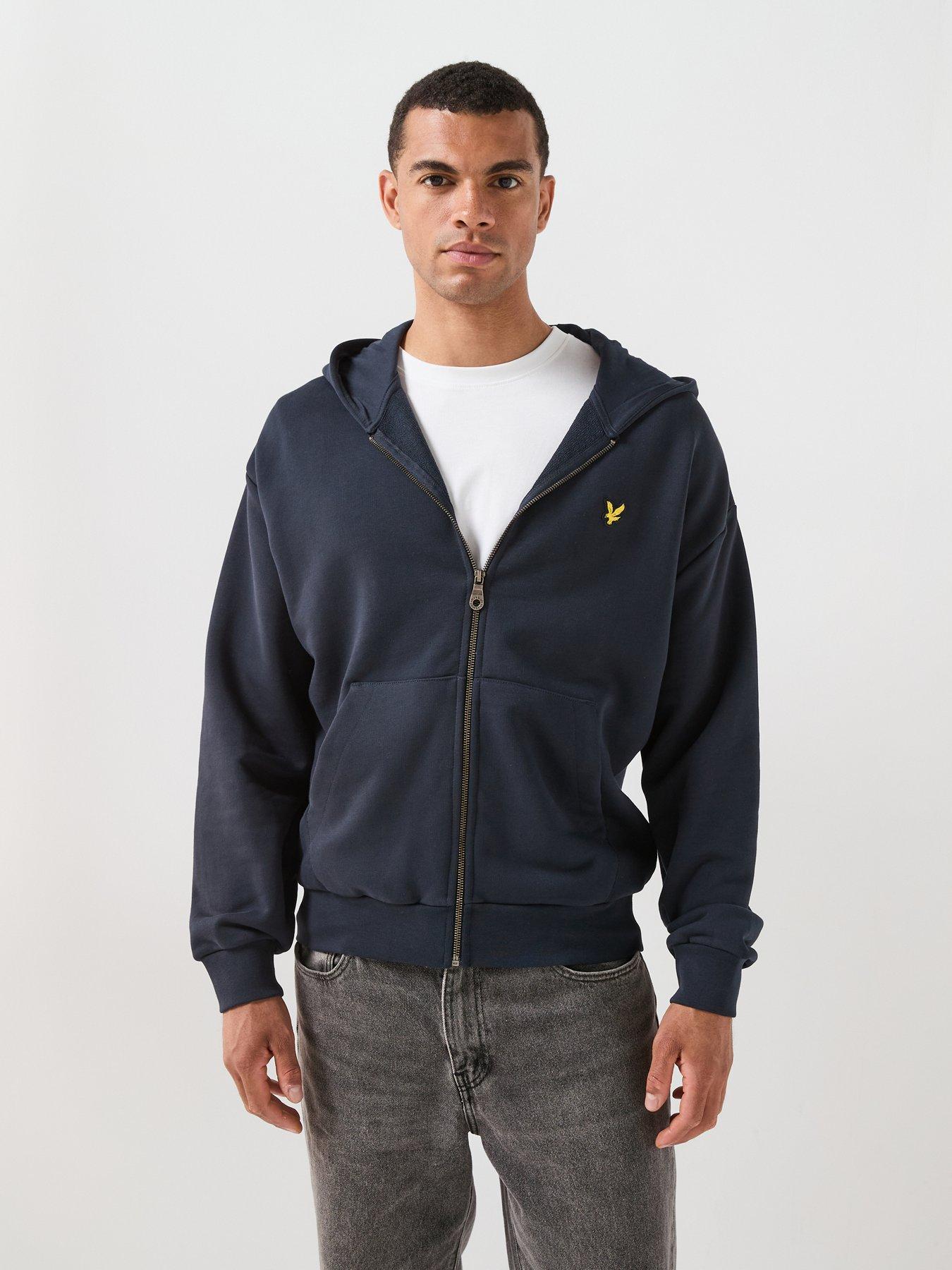 Image 1 of 6 of Lyle & Scott Heavyweight Relaxed Loopback Full Zip Hoodie - Navy