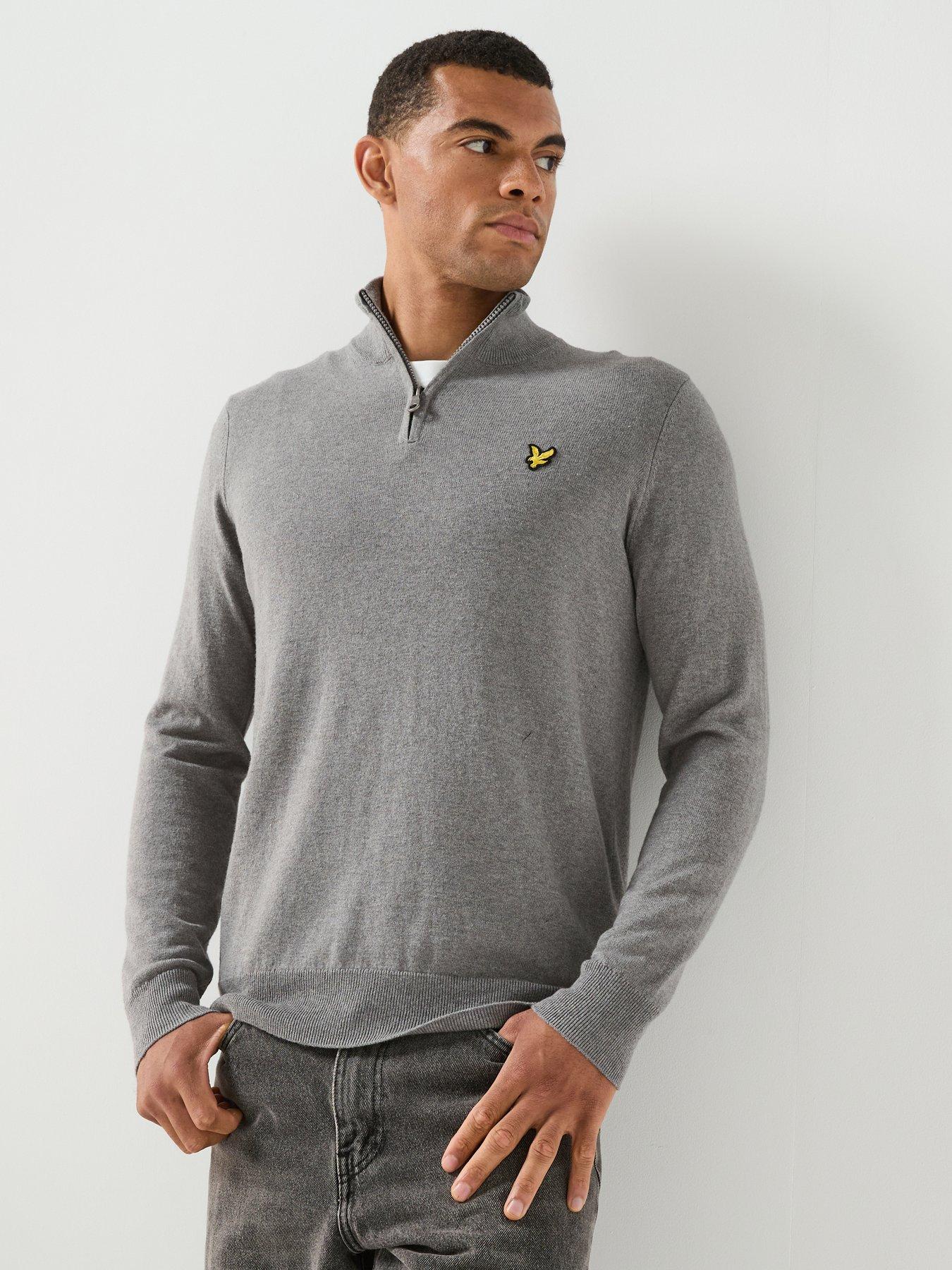 Lyle & Scott Men's Grey Cotton And Merino Wool 1/4 Zip Jumper - Image 4