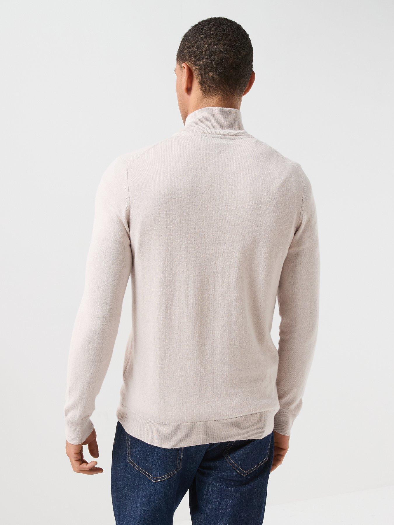 Image 2 of 5 of Lyle & Scott Lyle &amp; Scott Cotton Merino Quarter Zip Knitted Jumper - Cream