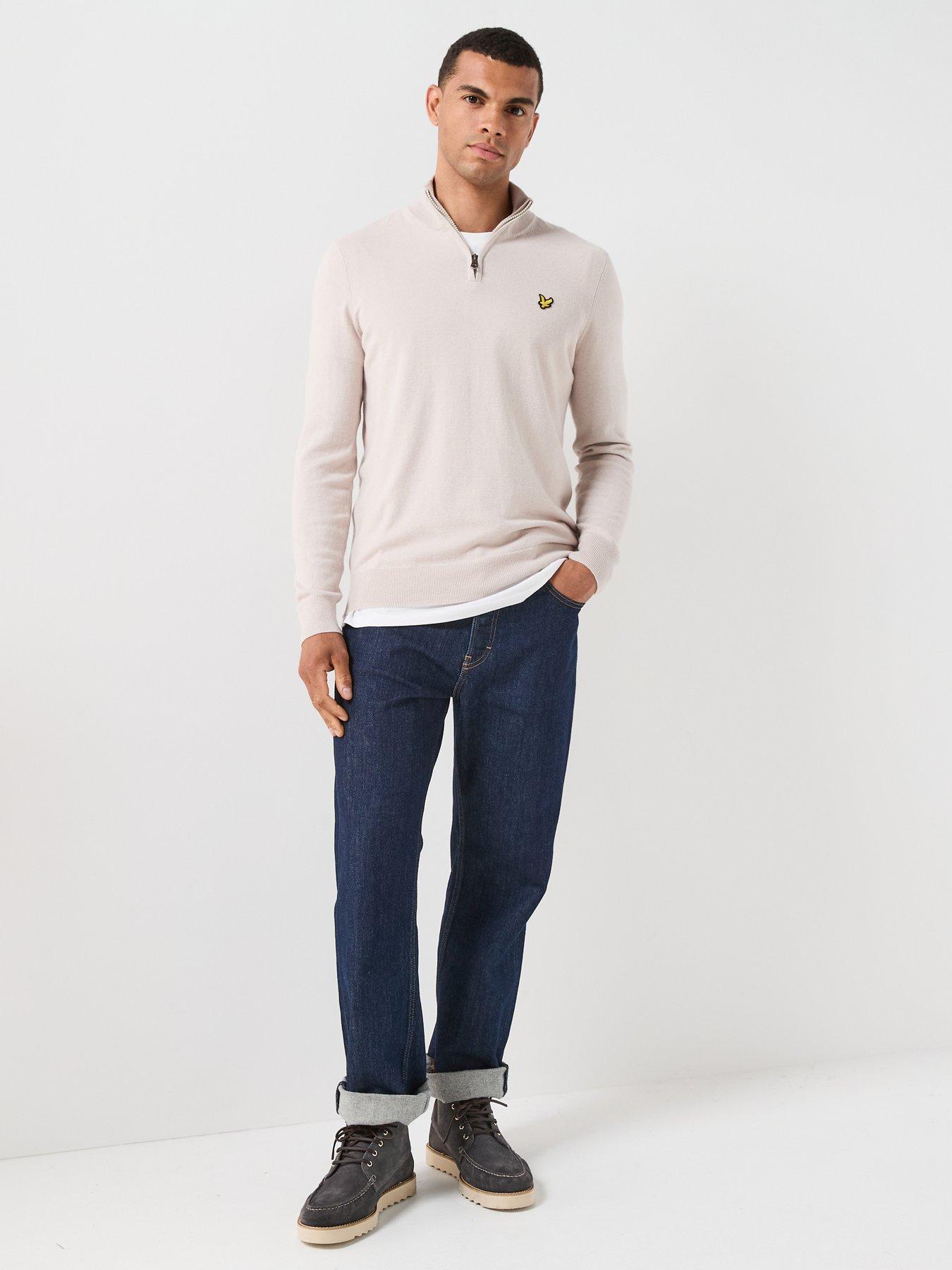 Image 3 of 5 of Lyle & Scott Lyle &amp; Scott Cotton Merino Quarter Zip Knitted Jumper - Cream