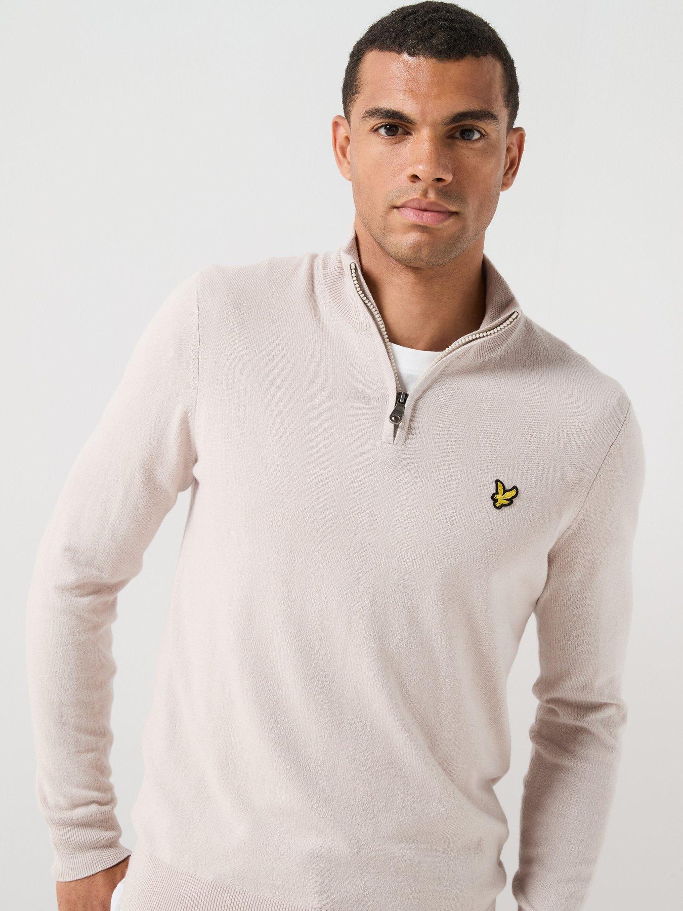 Image 4 of 5 of Lyle & Scott Lyle &amp; Scott Cotton Merino Quarter Zip Knitted Jumper - Cream