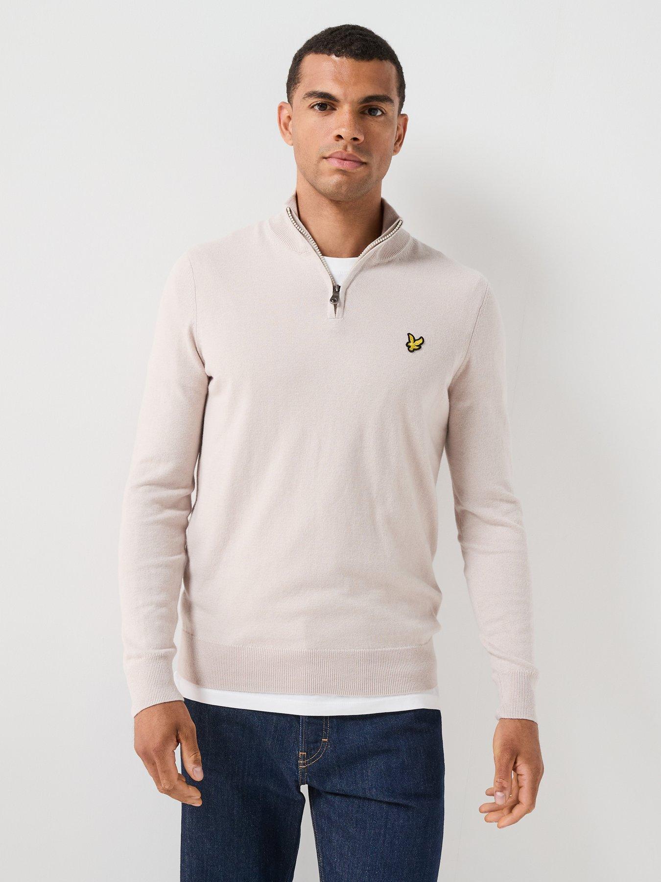 Image 5 of 5 of Lyle & Scott Lyle &amp; Scott Cotton Merino Quarter Zip Knitted Jumper - Cream