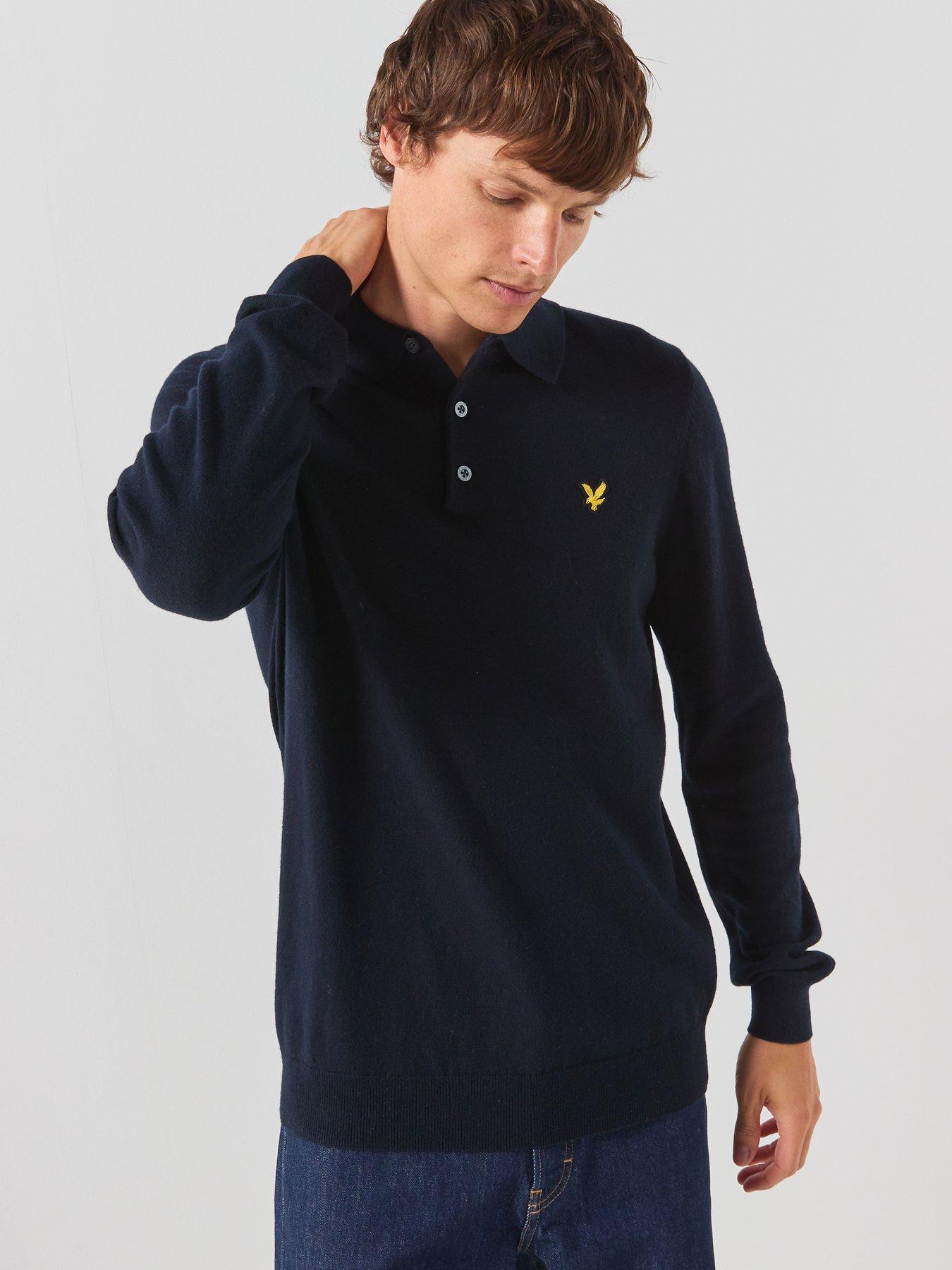 Lyle & Scott Dark Navy Lyle Scott Long Sleeve Knitted Polo - Image 4