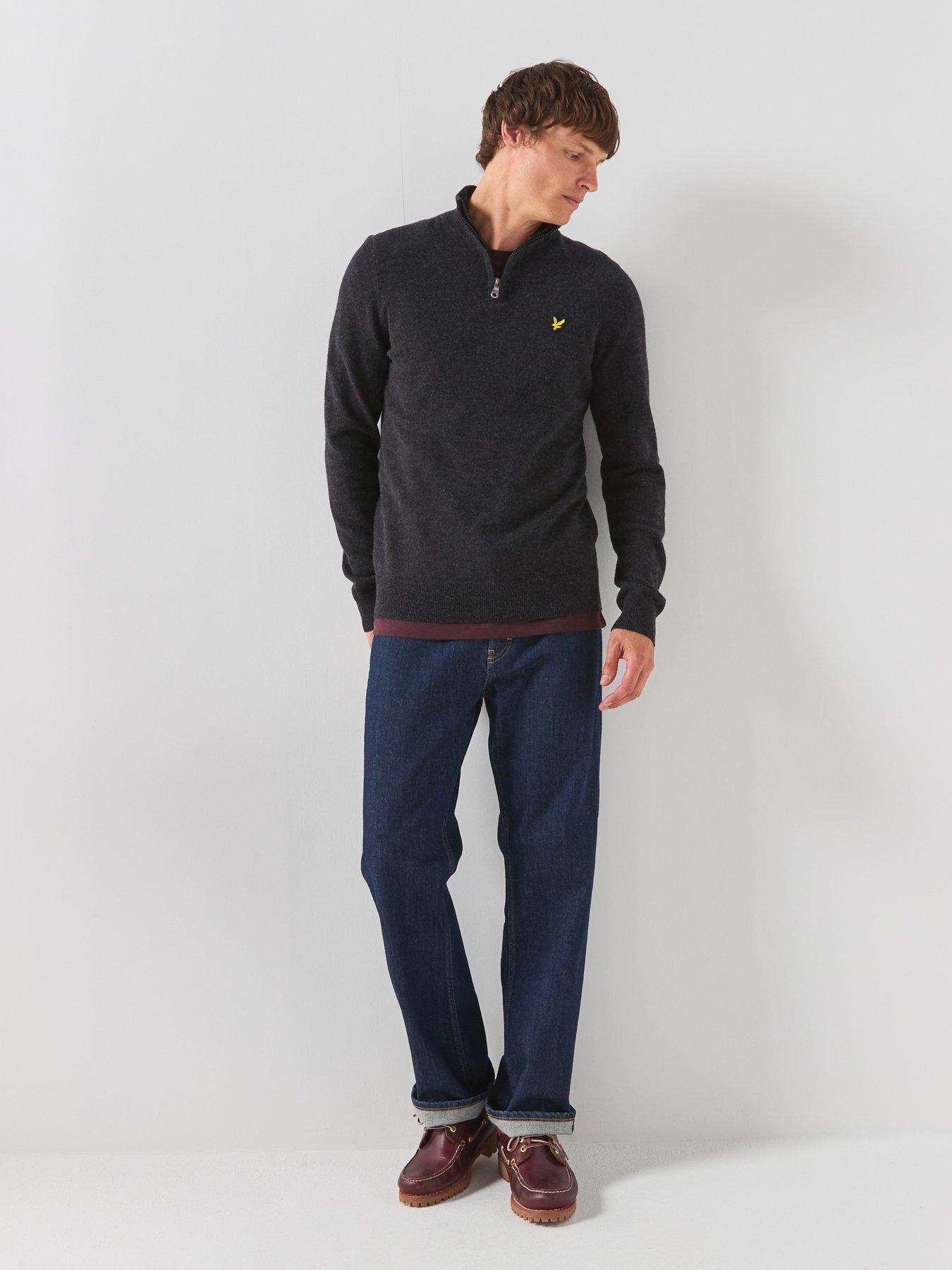 Image 3 of 6 of Lyle & Scott Lyle &amp; Scott Lambswool Blend Quarter Zip Knitted Jumper - Black