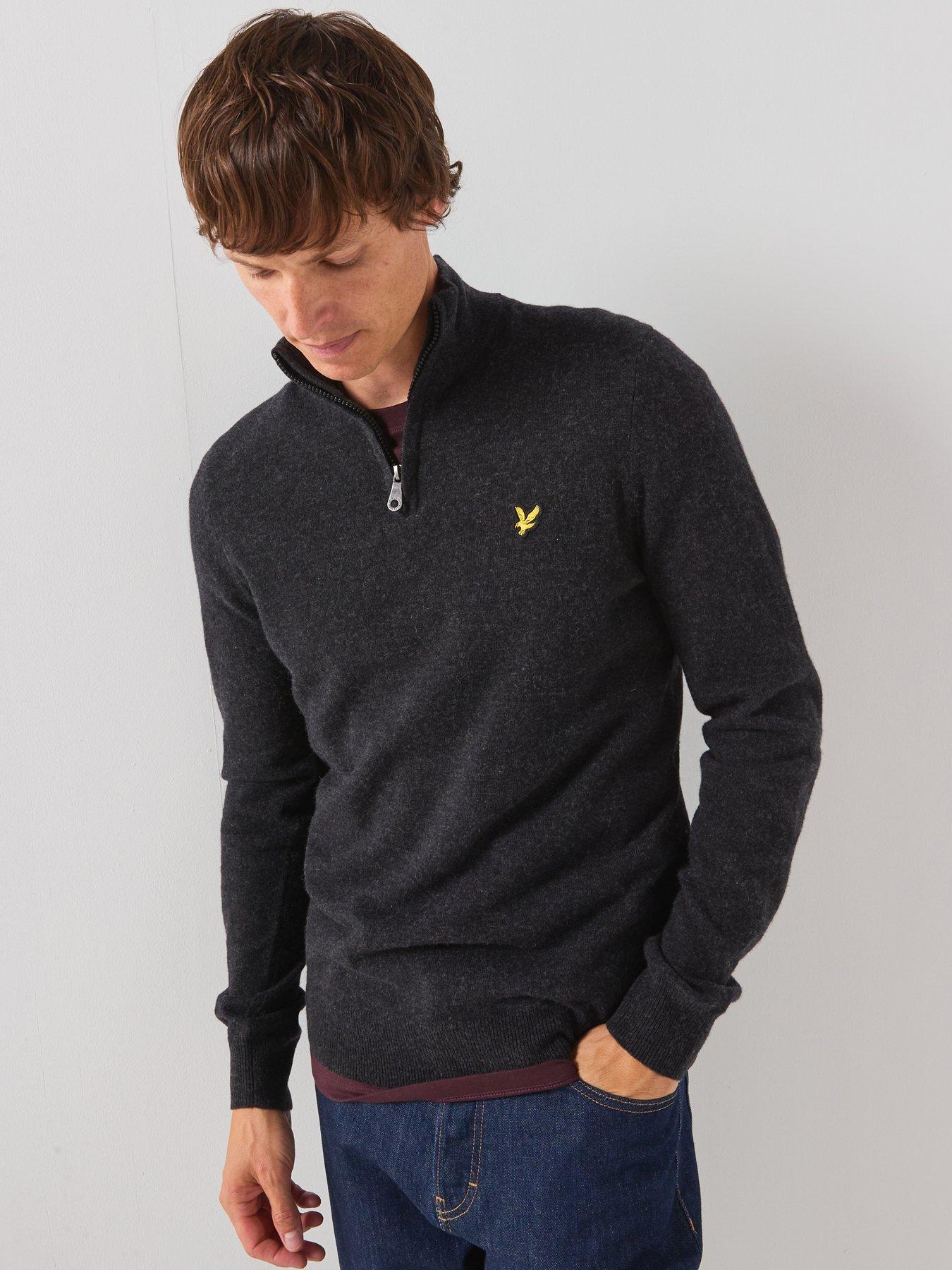 Image 4 of 6 of Lyle & Scott Lyle &amp; Scott Lambswool Blend Quarter Zip Knitted Jumper - Black