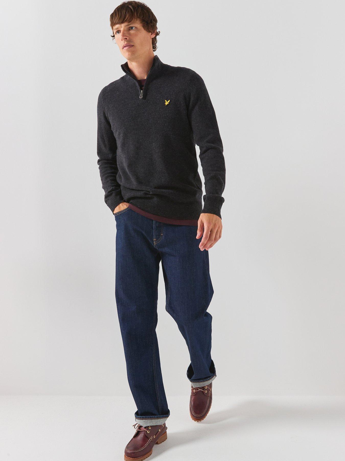 Image 5 of 6 of Lyle & Scott Lyle &amp; Scott Lambswool Blend Quarter Zip Knitted Jumper - Black