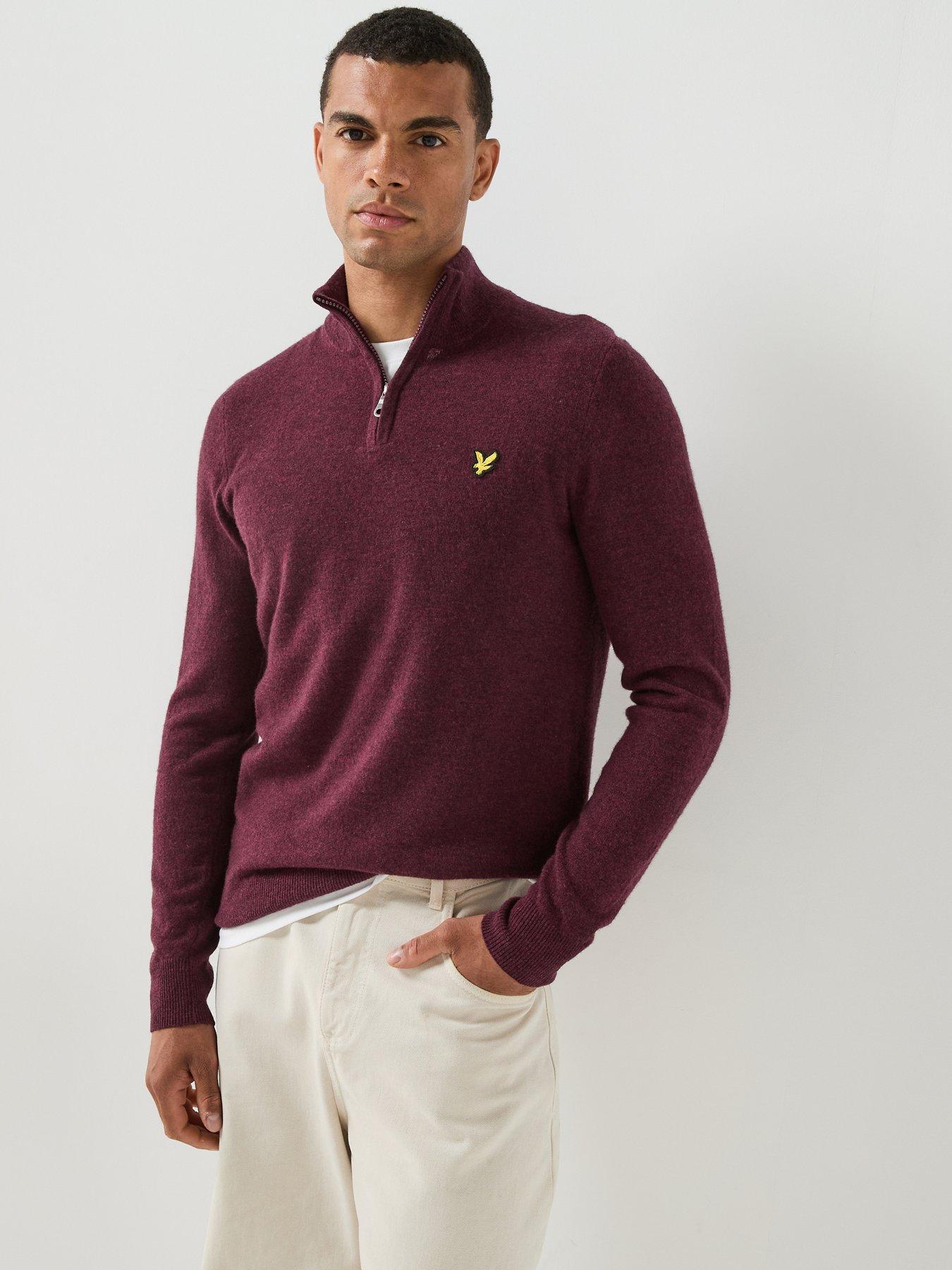 Lyle And Scott Men's Red Lambswool Blend 1/4 Zip Jumper - Size M - Image 3