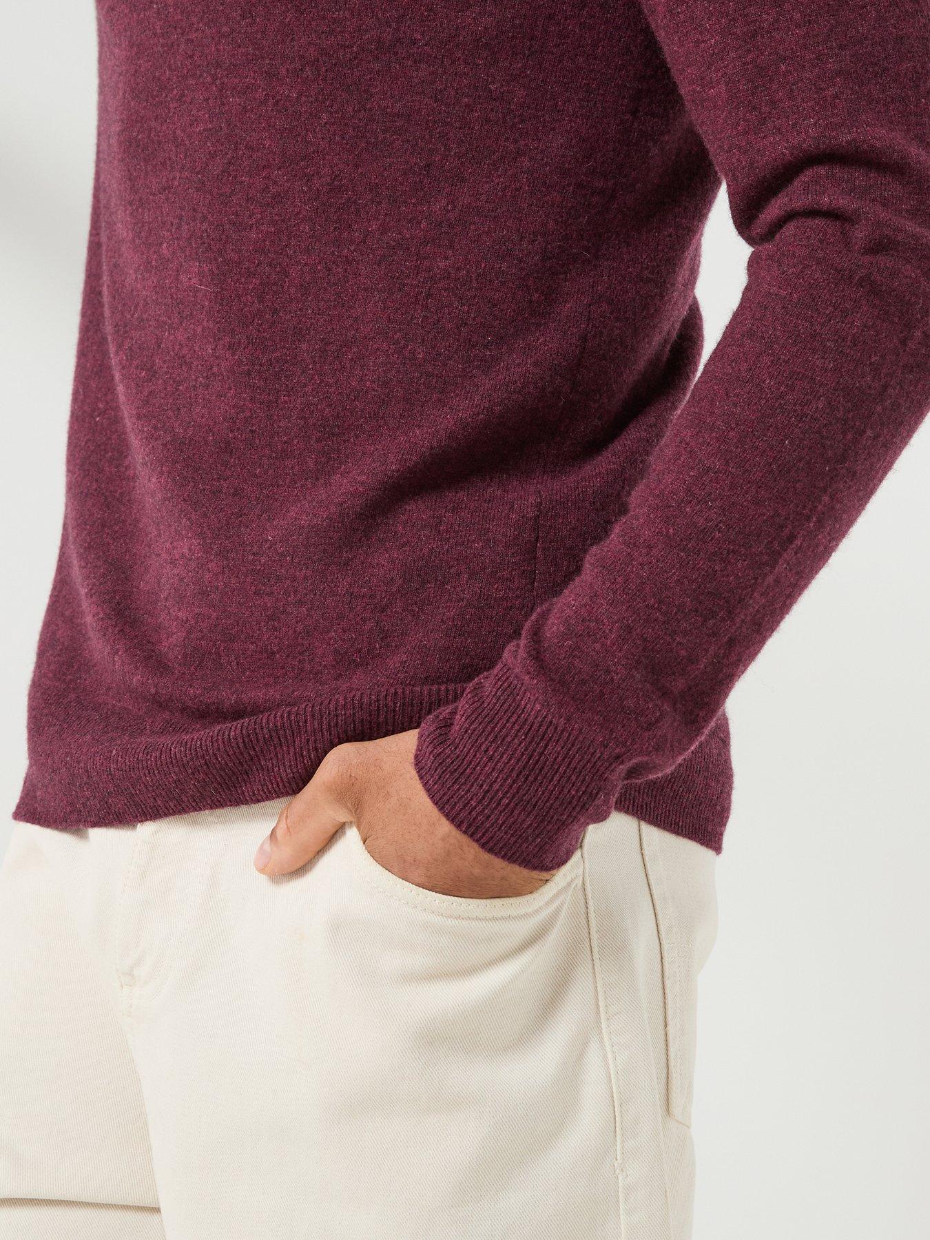 Image 5 of 6 of Lyle & Scott Lyle &amp; Scott Lambswool Blend Quarter Zip Knitted Jumper - Purple
