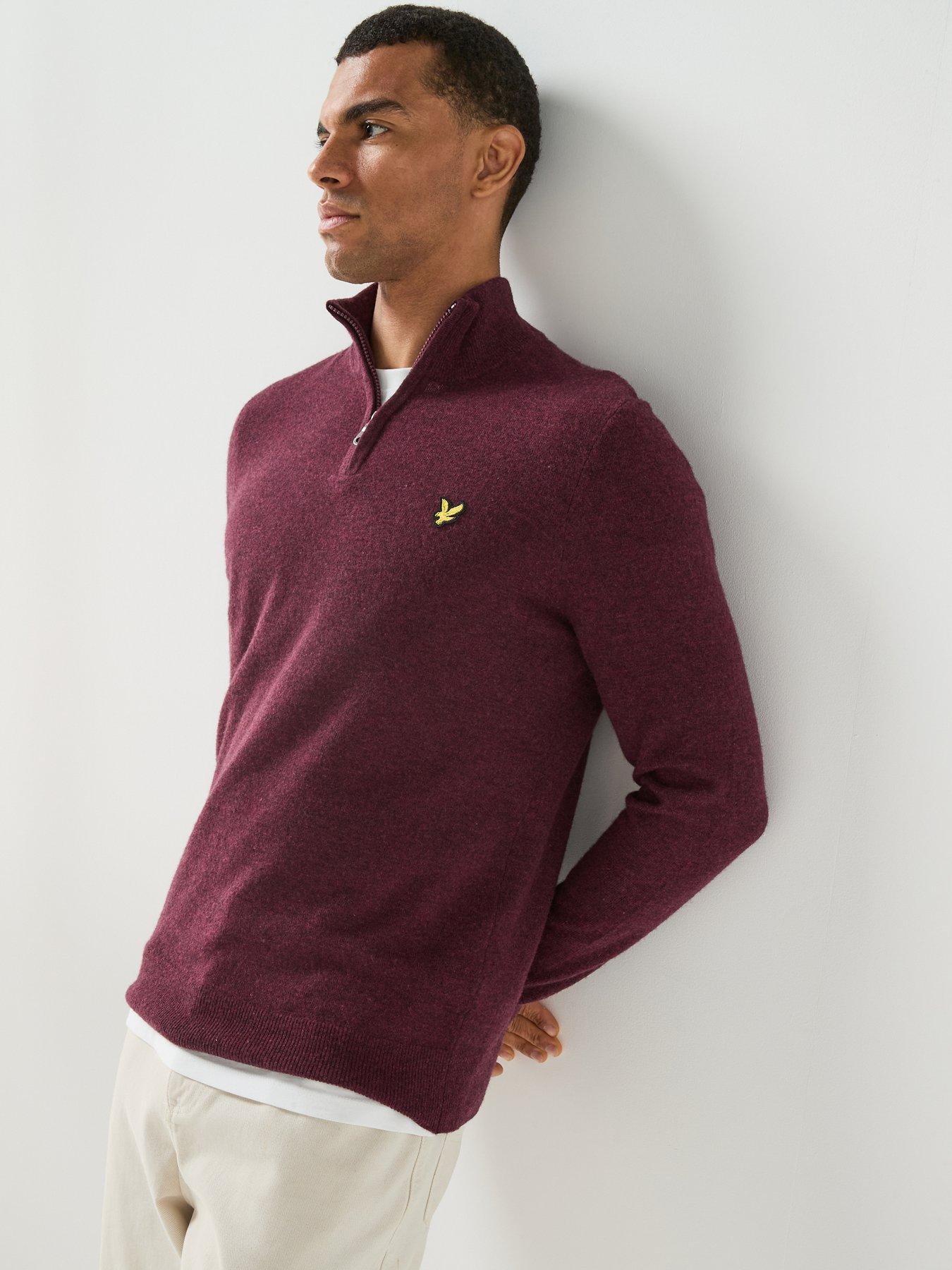 Image 6 of 6 of Lyle & Scott Lyle &amp; Scott Lambswool Blend Quarter Zip Knitted Jumper - Purple