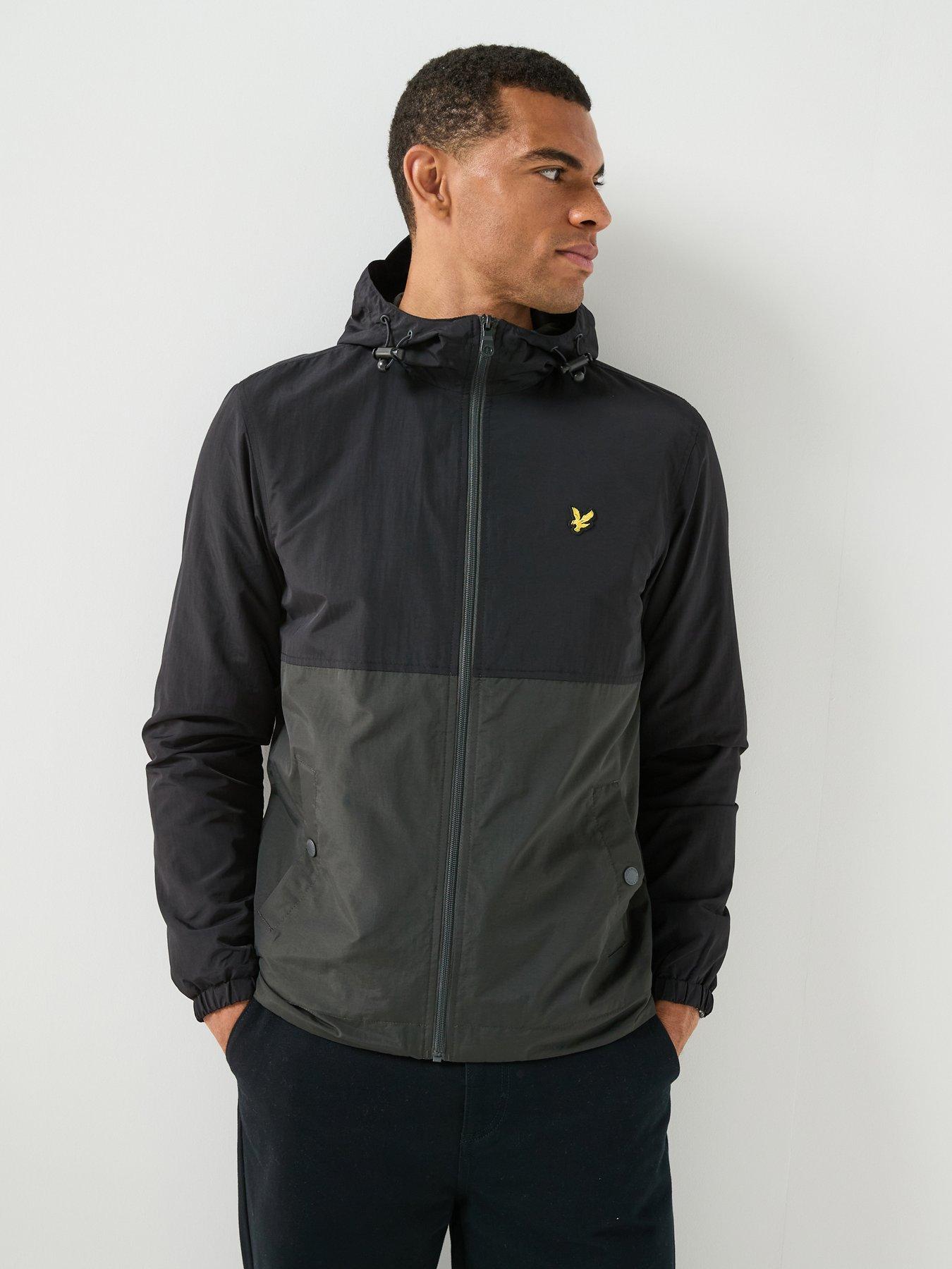 Image 1 of 6 of Lyle & Scott Colour Block Zip Through Hooded Jacket - Black