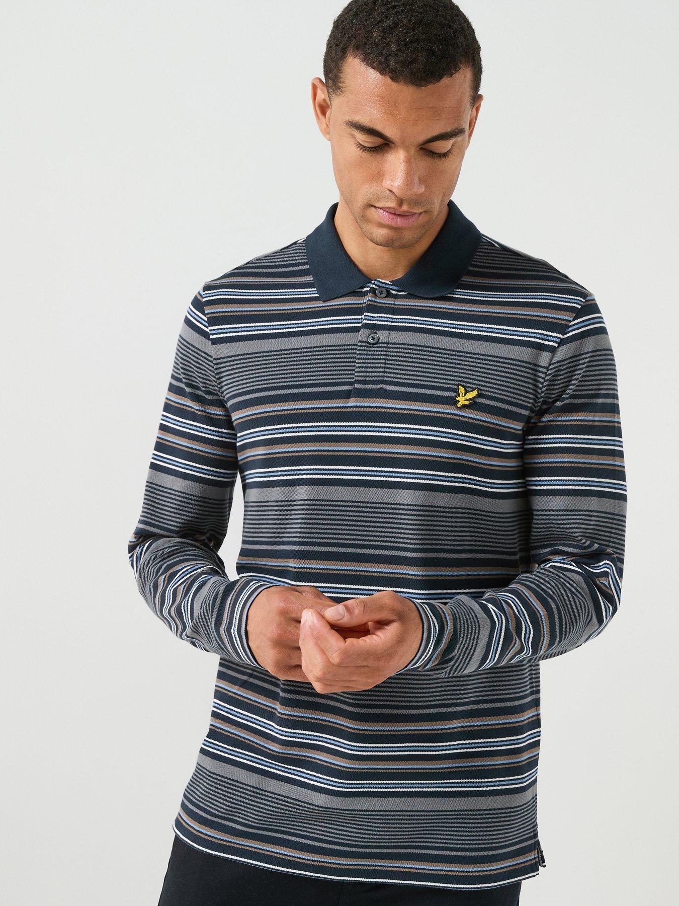 Lyle & Scott Lyle  &  Scott Multi Stripe Long Sleeve Polo Shirt - Navy