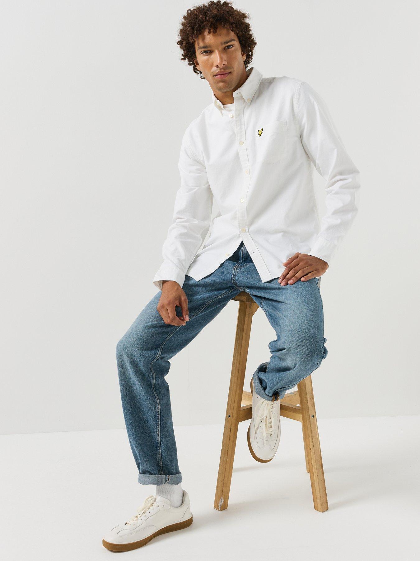 Image 3 of 6 of Lyle & Scott Mens Plain Button-Down Oxford Shirt - White
