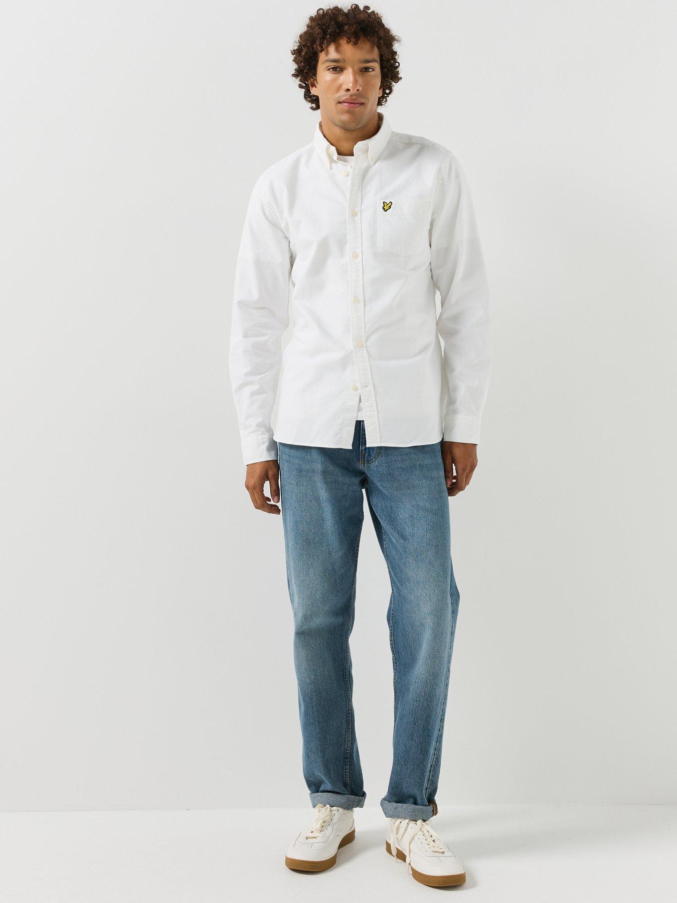Image 4 of 6 of Lyle & Scott Mens Plain Button-Down Oxford Shirt - White