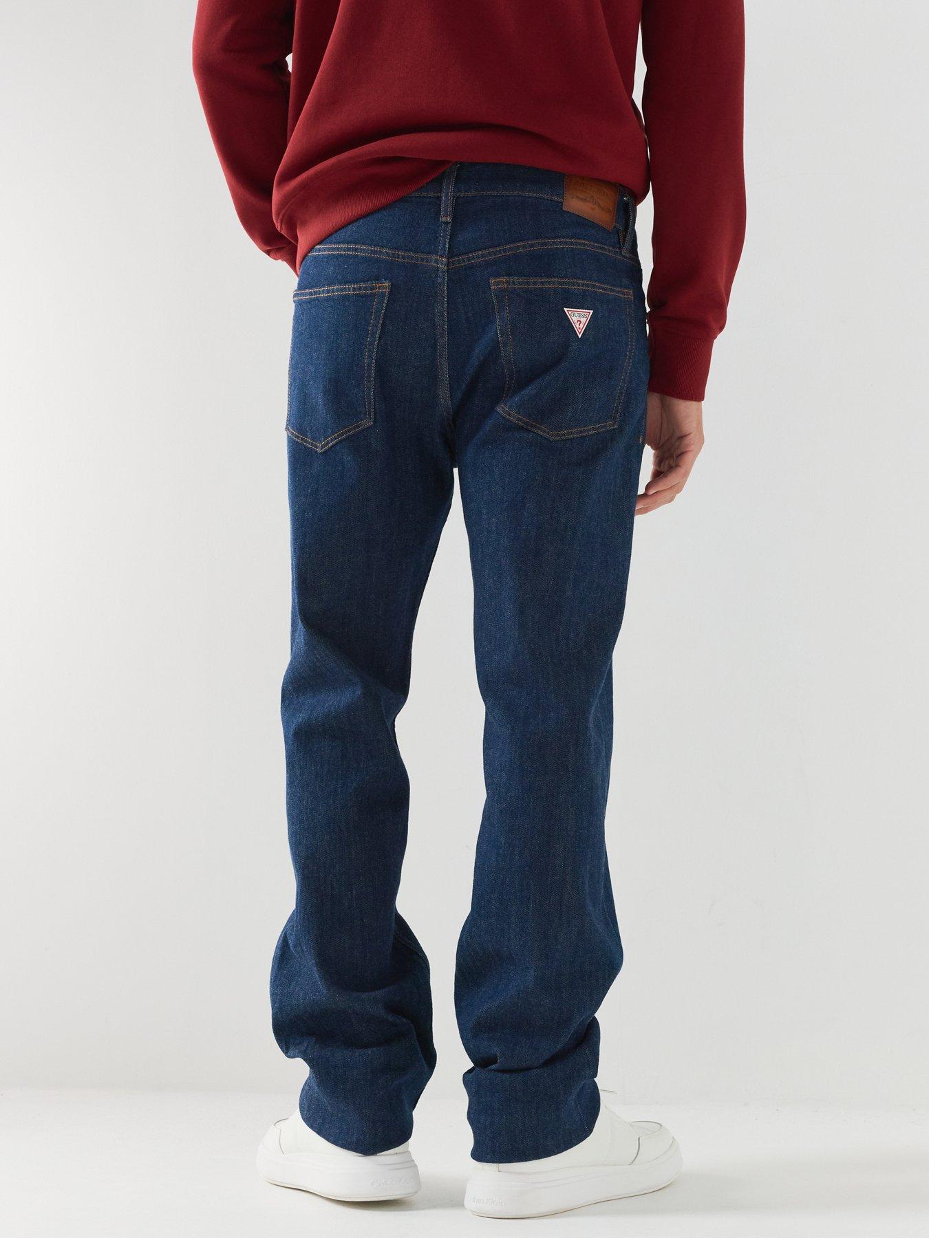 Image 2 of 5 of Guess Jeans Mens Straight Fit Five-Pocket Dark Blue Jeans - Dark Blue