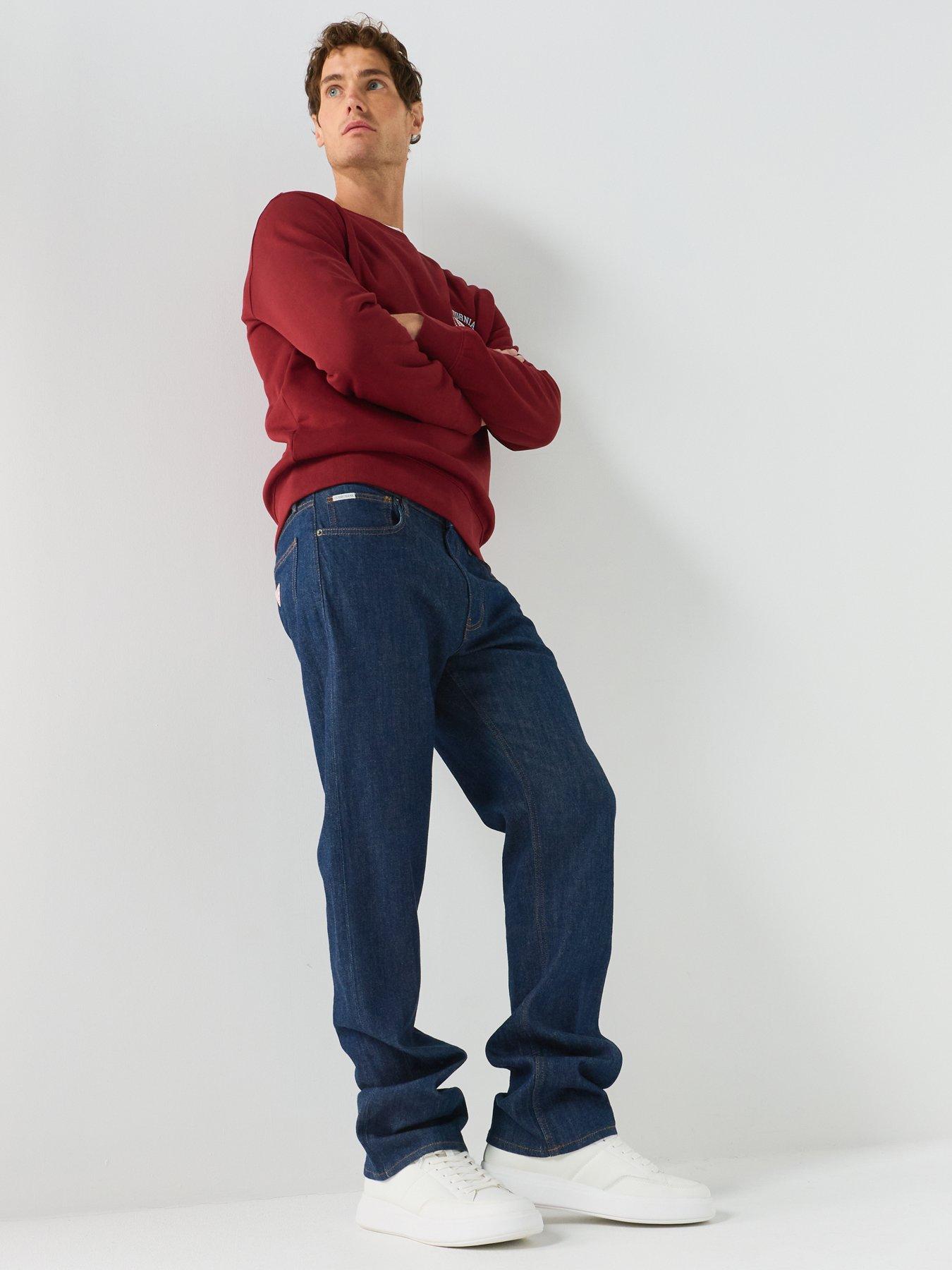 Image 3 of 5 of Guess Jeans Mens Straight Fit Five-Pocket Dark Blue Jeans - Dark Blue
