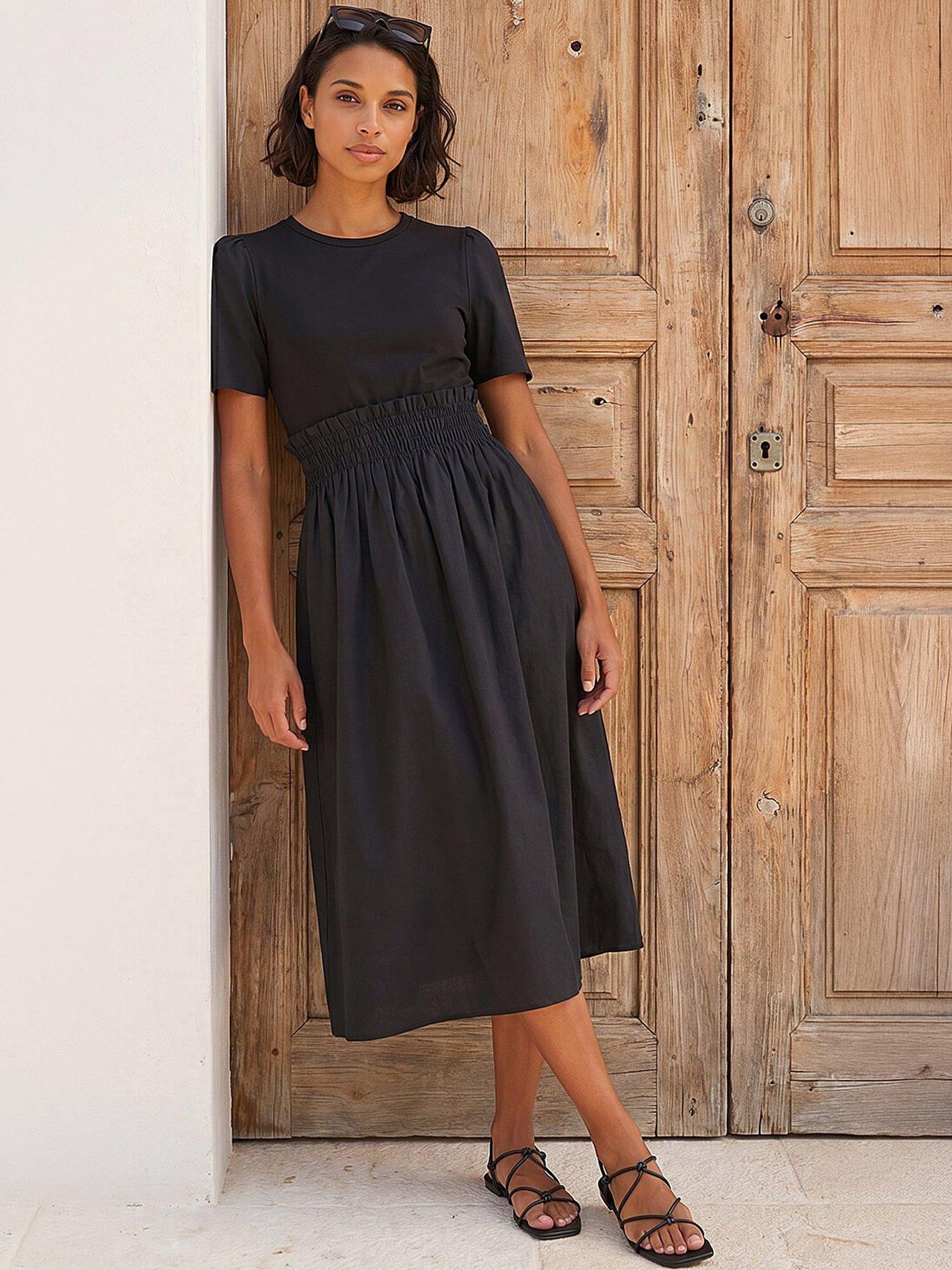 Image 1 of 4 of Roman Dusk Shirred Waist Midi Dress