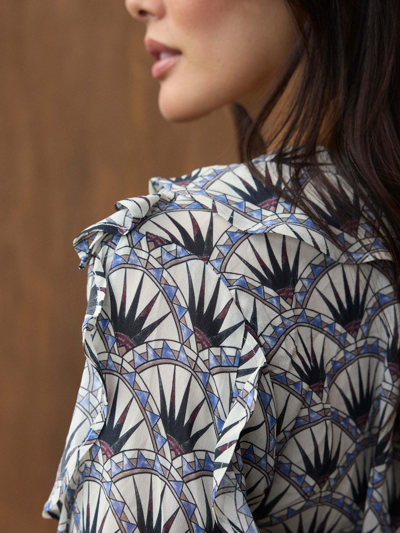 Image 4 of 6 of Mint Velvet Abstract Print Blouse - Blue