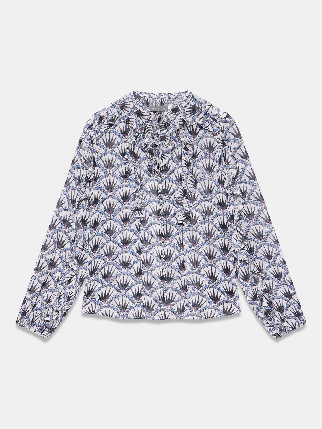 Image 5 of 6 of Mint Velvet Abstract Print Blouse - Blue