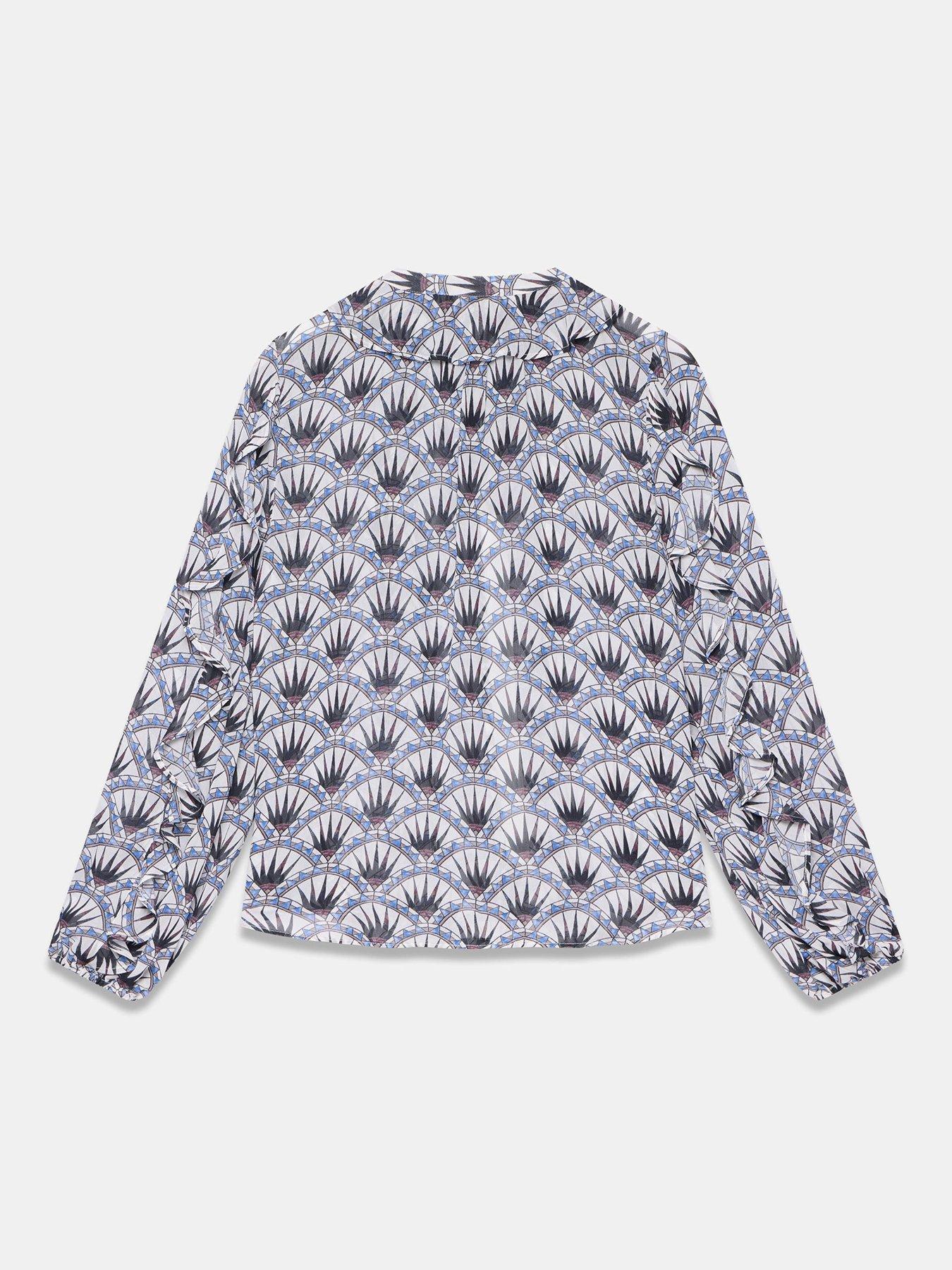 Image 6 of 6 of Mint Velvet Abstract Print Blouse - Blue
