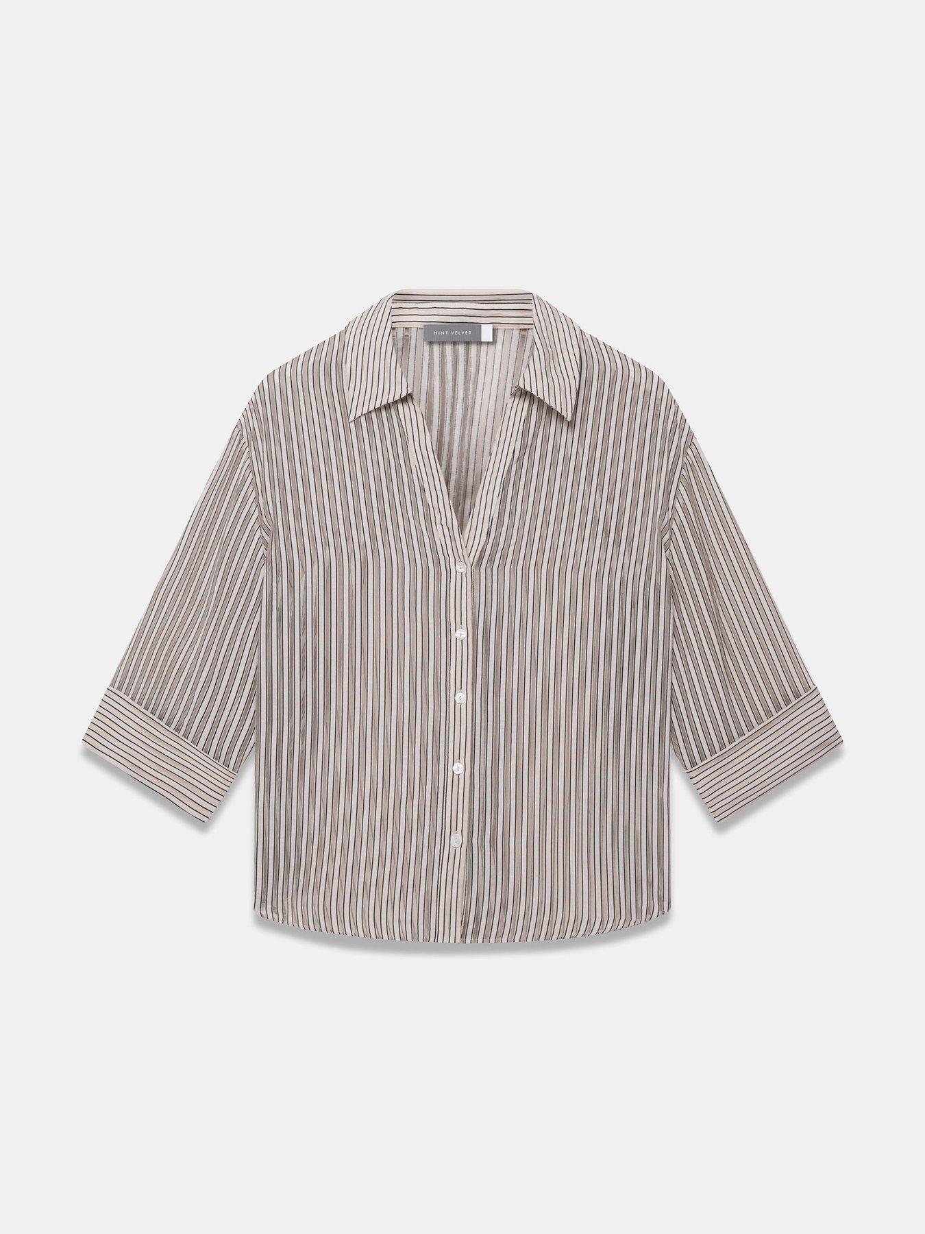 Mint Velvet Neutral Striped Sheer Shirt - Cream | Very