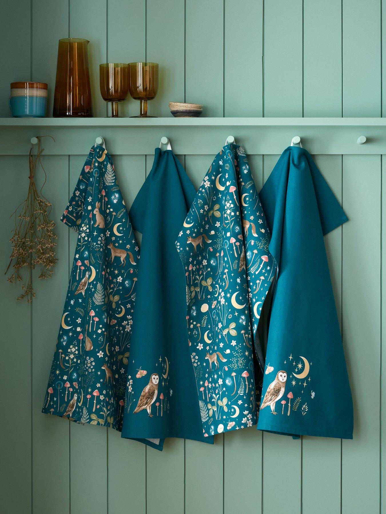 Image 1 of 3 of Catherine Lansfield 100% Cotton Enchanted Twilight Tea Towels 4 Pack