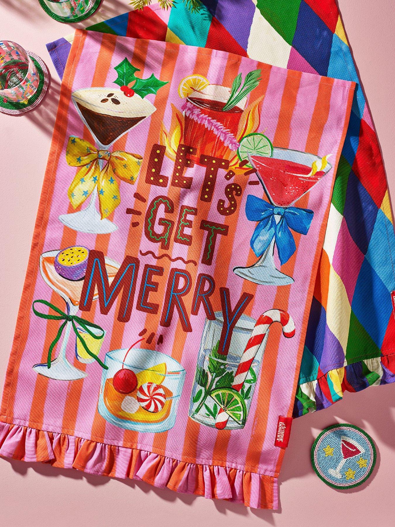 Eleanor Bowmer 100% Cotton Lets Get Merry Tea Towels 2 Pack