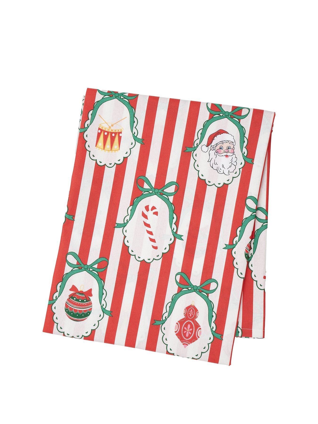 Image 2 of 3 of Catherine Lansfield 100% Cotton Christmas Vintage Stripe Table Cloth