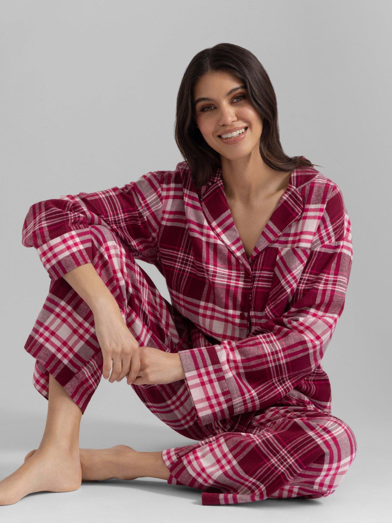 Image 1 of 5 of DORINA Womens Woven Check Button-Through Pyjama Set - Red