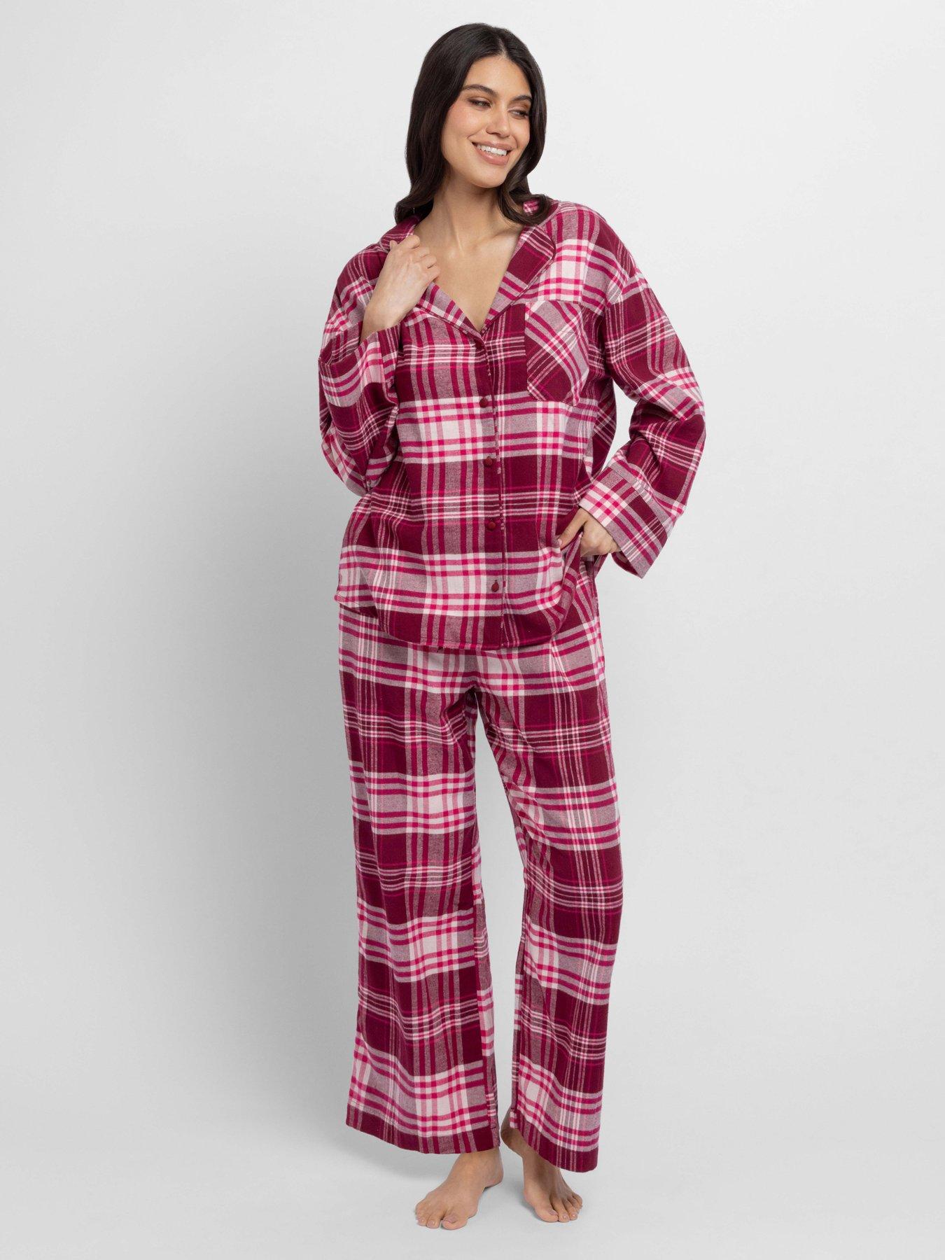 Image 2 of 5 of DORINA Womens Woven Check Button-Through Pyjama Set - Red