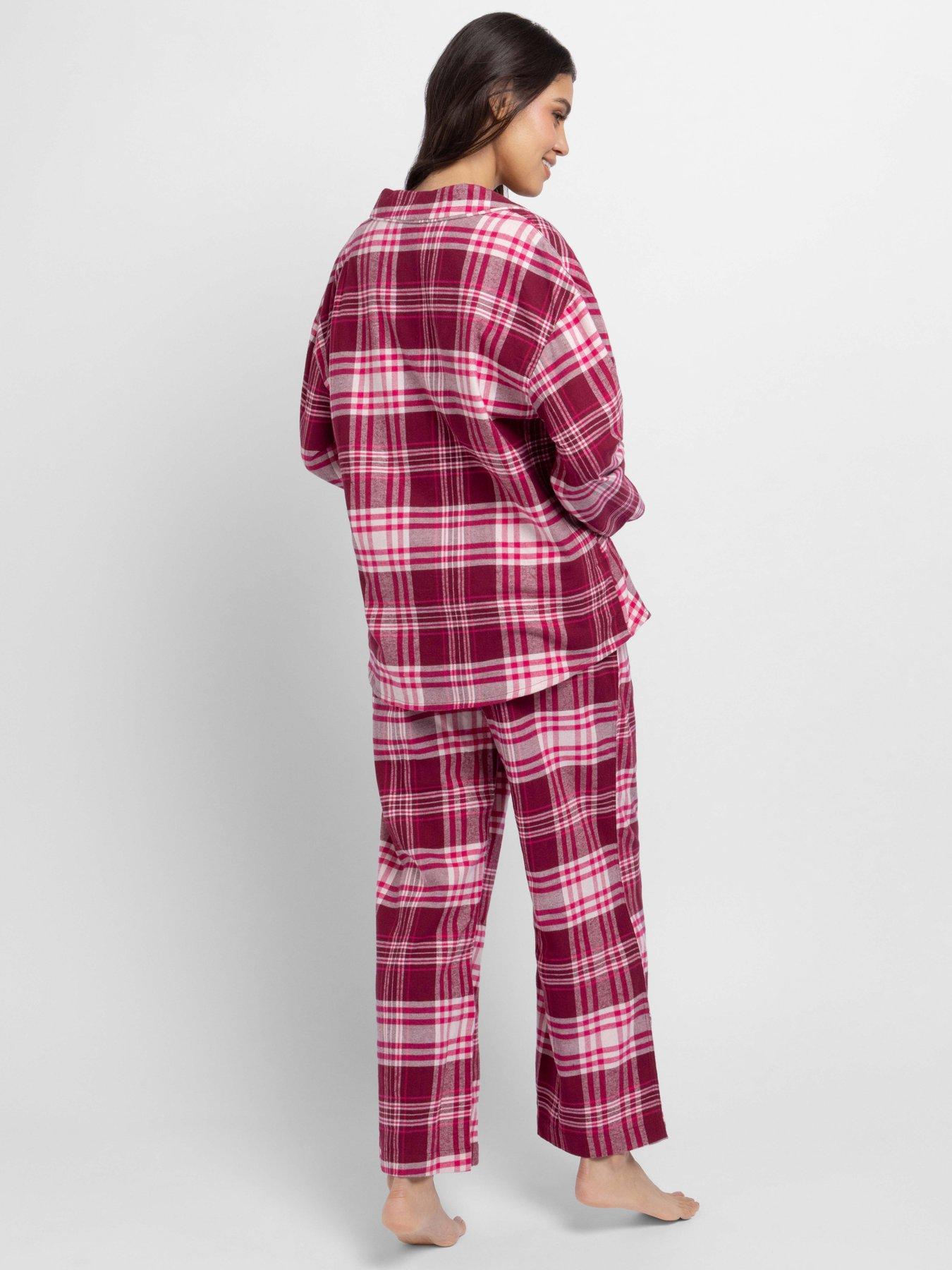Image 3 of 5 of DORINA Womens Woven Check Button-Through Pyjama Set - Red