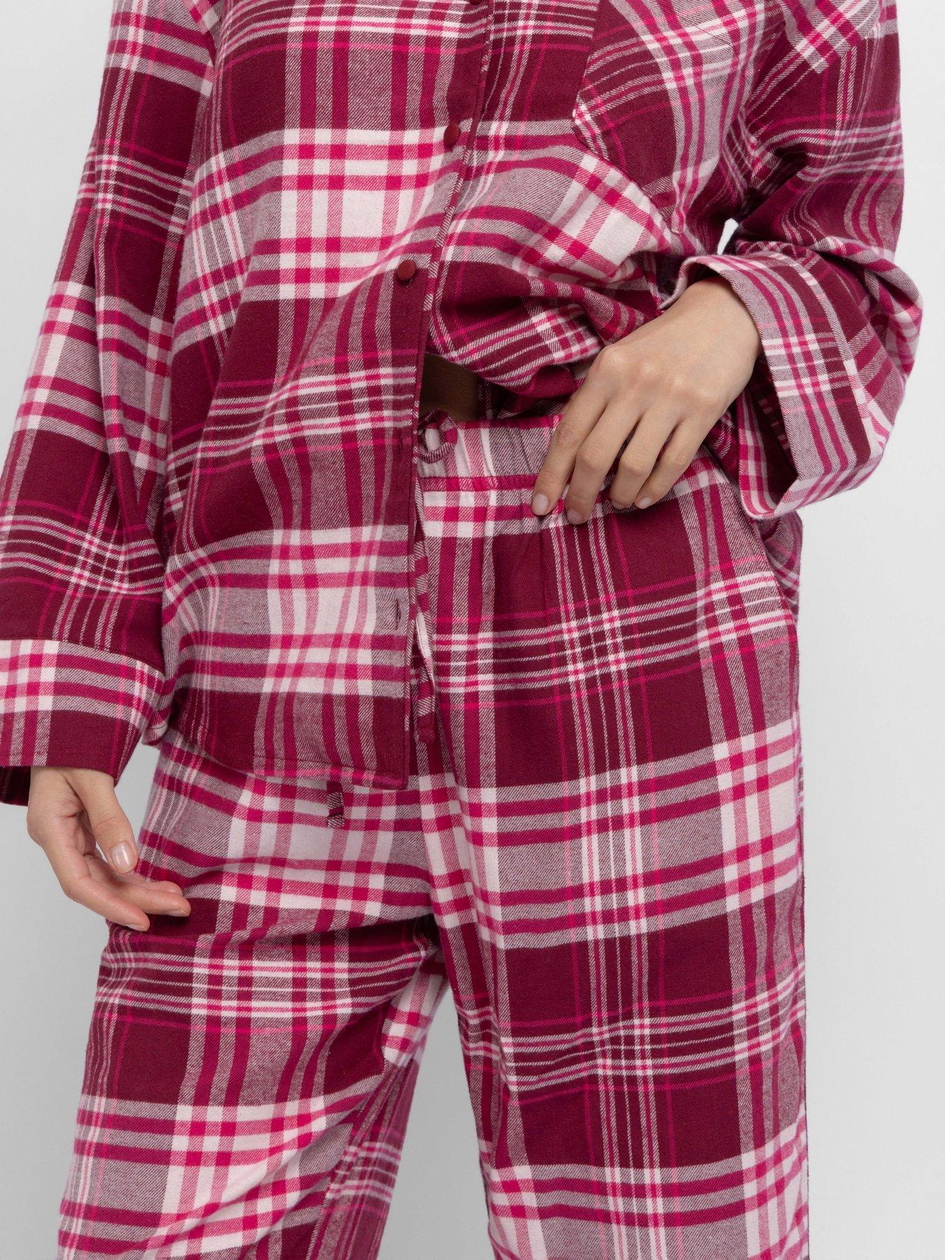 Image 4 of 5 of DORINA Womens Woven Check Button-Through Pyjama Set - Red