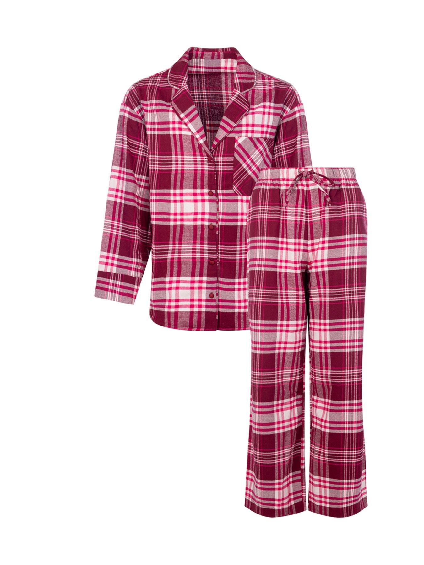 Image 5 of 5 of DORINA Womens Woven Check Button-Through Pyjama Set - Red