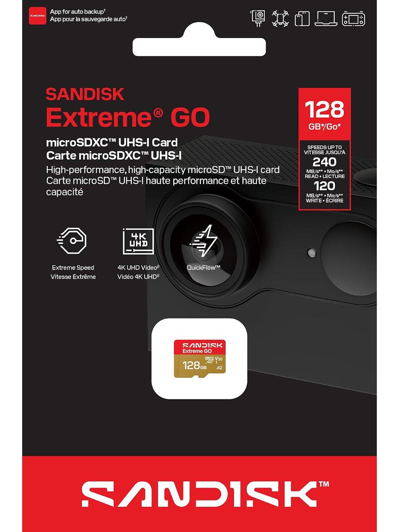 Image 3 of 4 of SanDisk Extreme microSD 128GB for Action Cams and Drones + SD Adapter