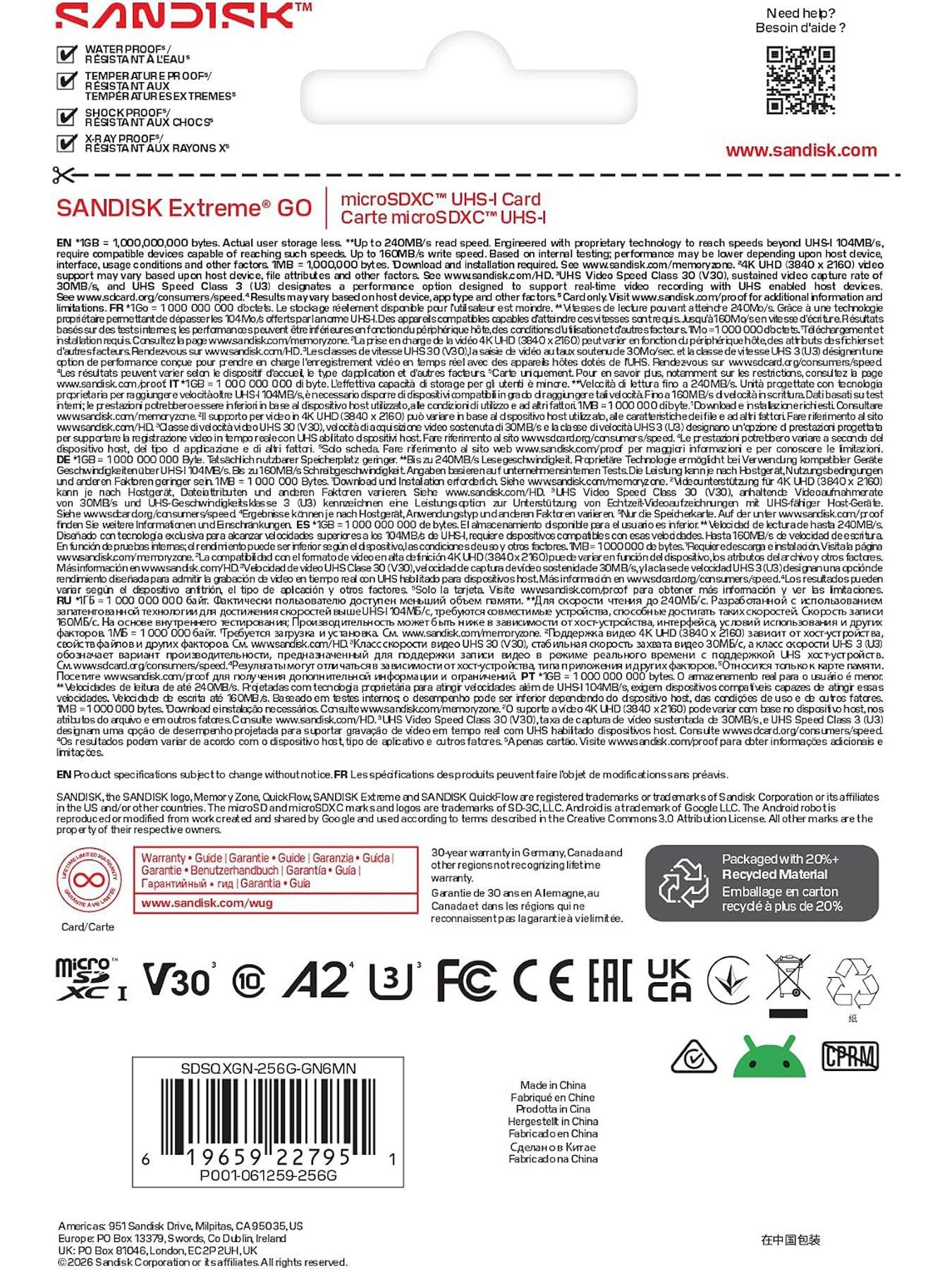 Image 4 of 4 of SanDisk Extreme microSDXC 256GB + SD Adapter